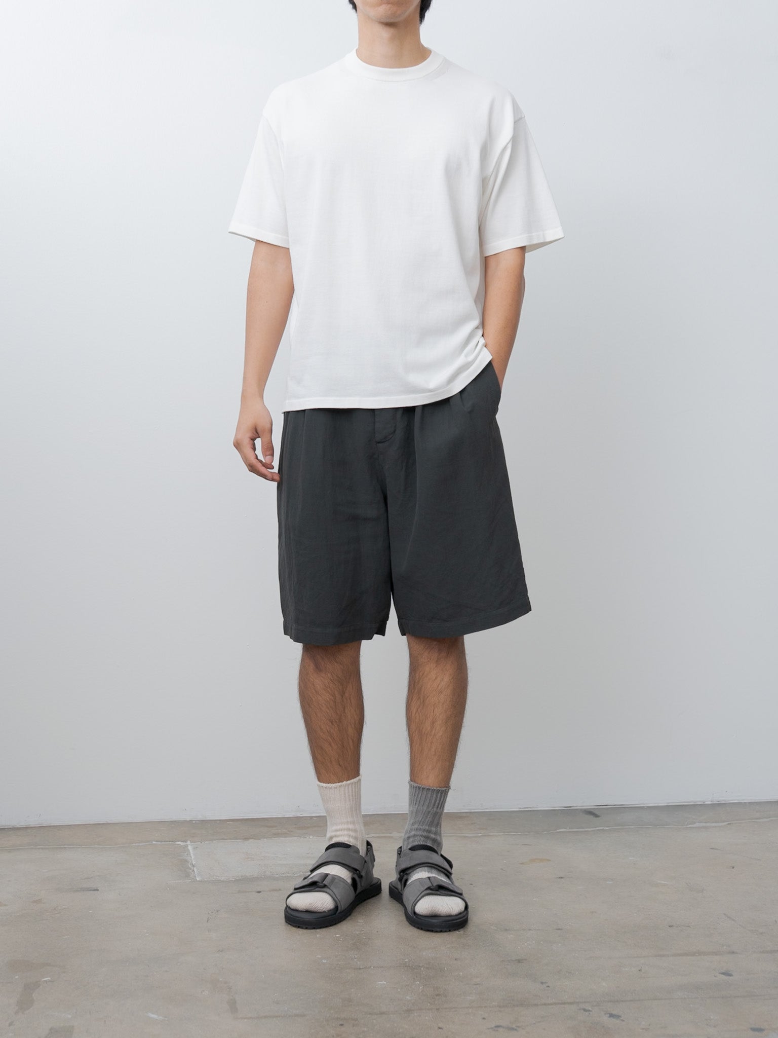 Namu Shop - Aton Fresca Knit Half Sleeve Crewneck Sweater - White