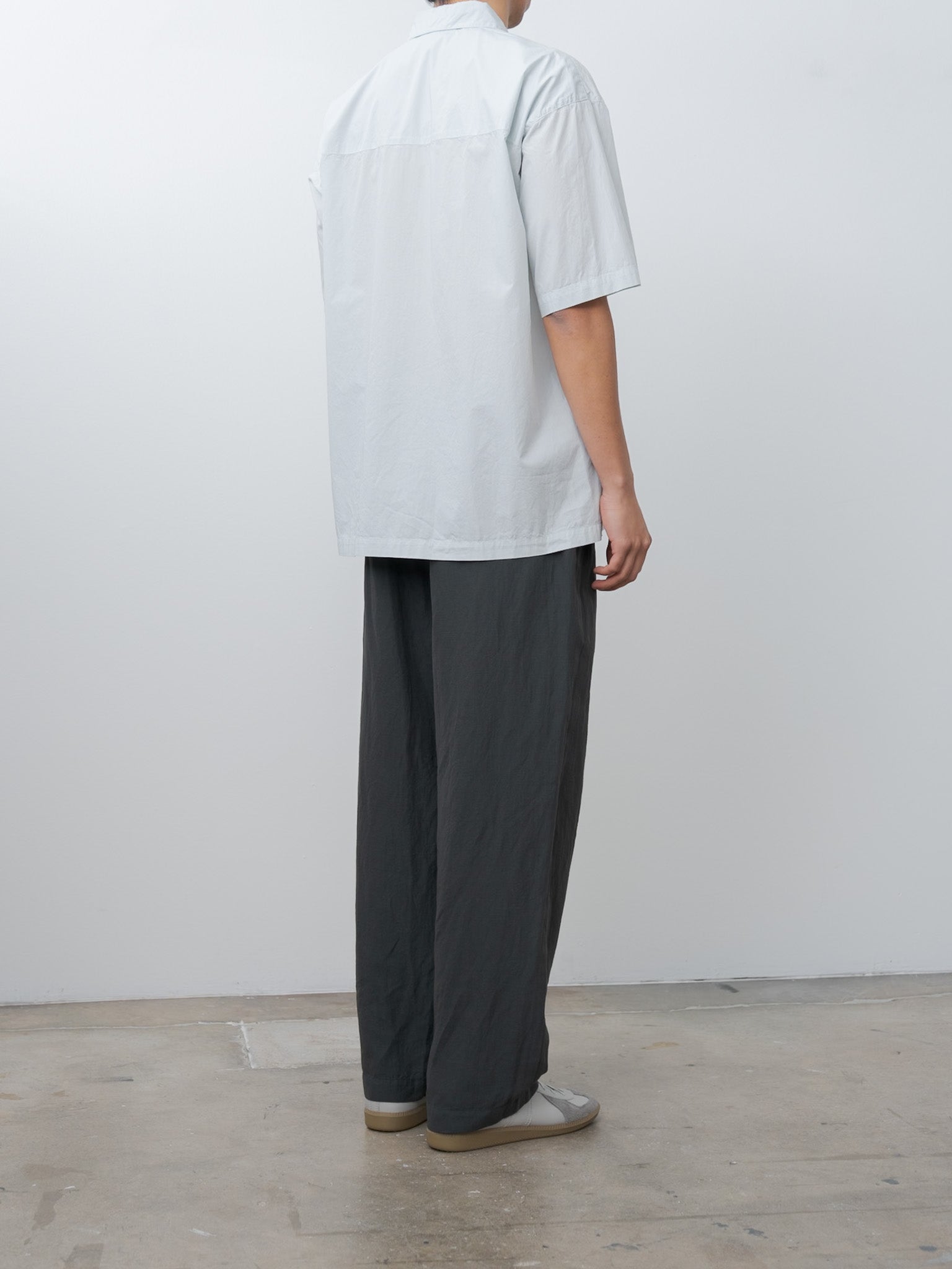 Namu Shop - Aton Cotton Lawn Oversized Short Sleeve Shirt - Ice Blue