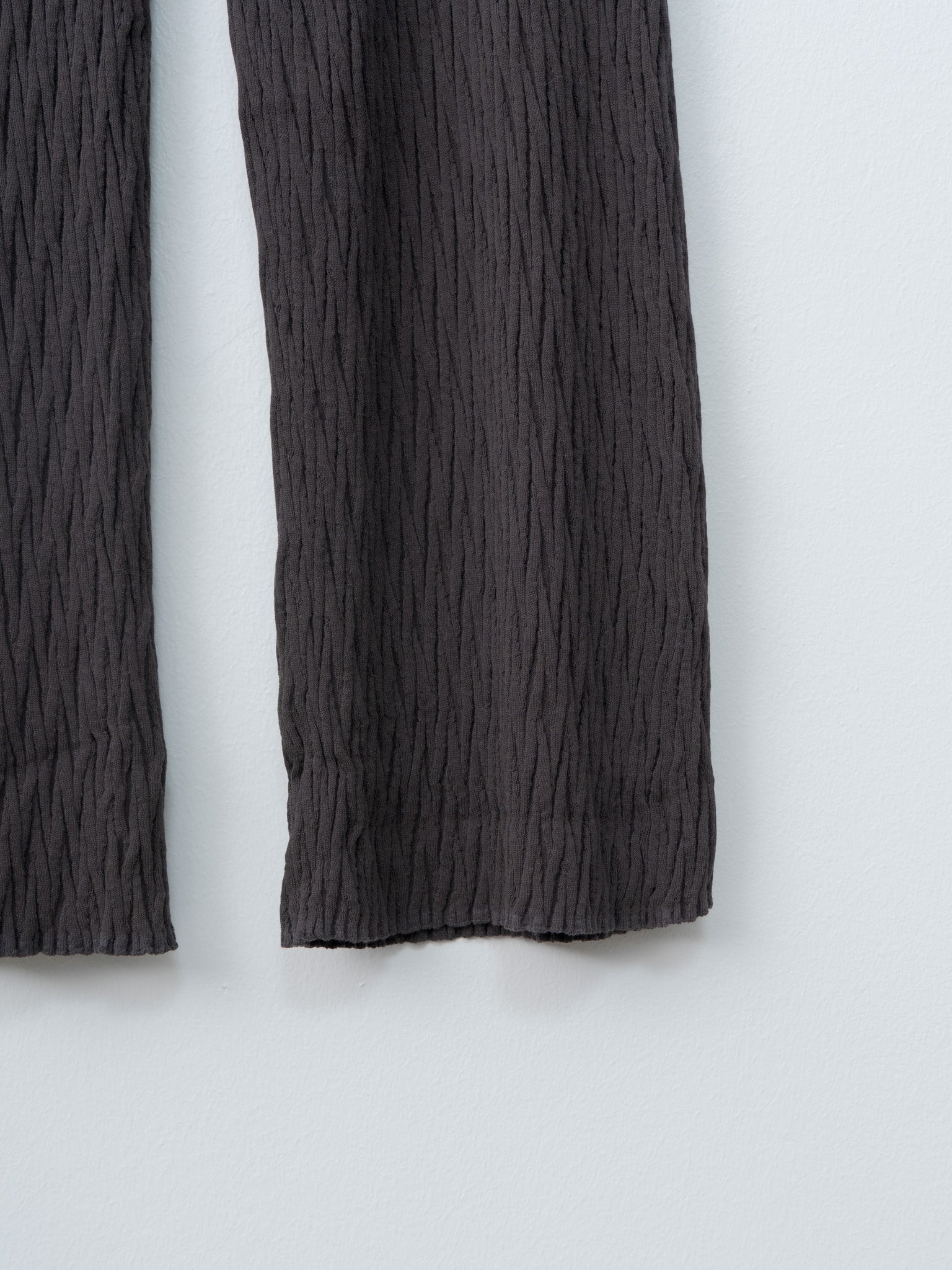 Namu Shop - Unfil High Twist Cotton Ribbed Knit Pants - Charcoal Brown