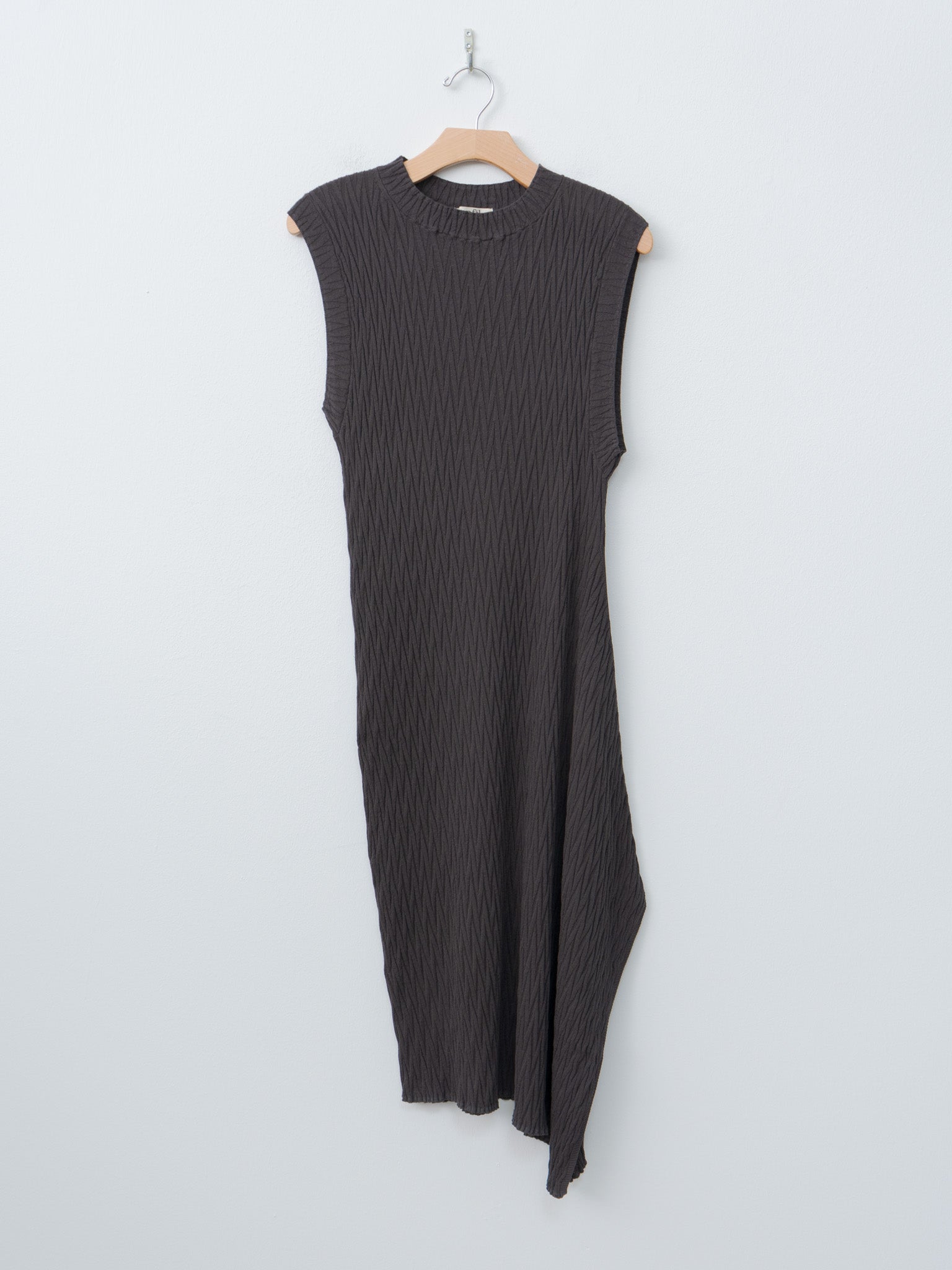 High Twist Cotton Ribbed Knit Dress - Charcoal Brown High Twist Cotton Ribbed Knit Dress - Charcoal Brown