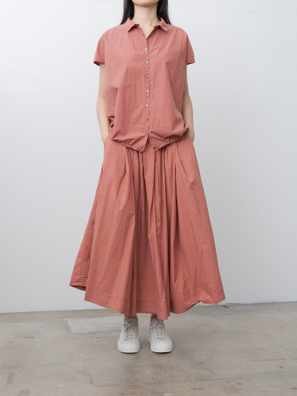 Pleated Long Skirt TC - Coral