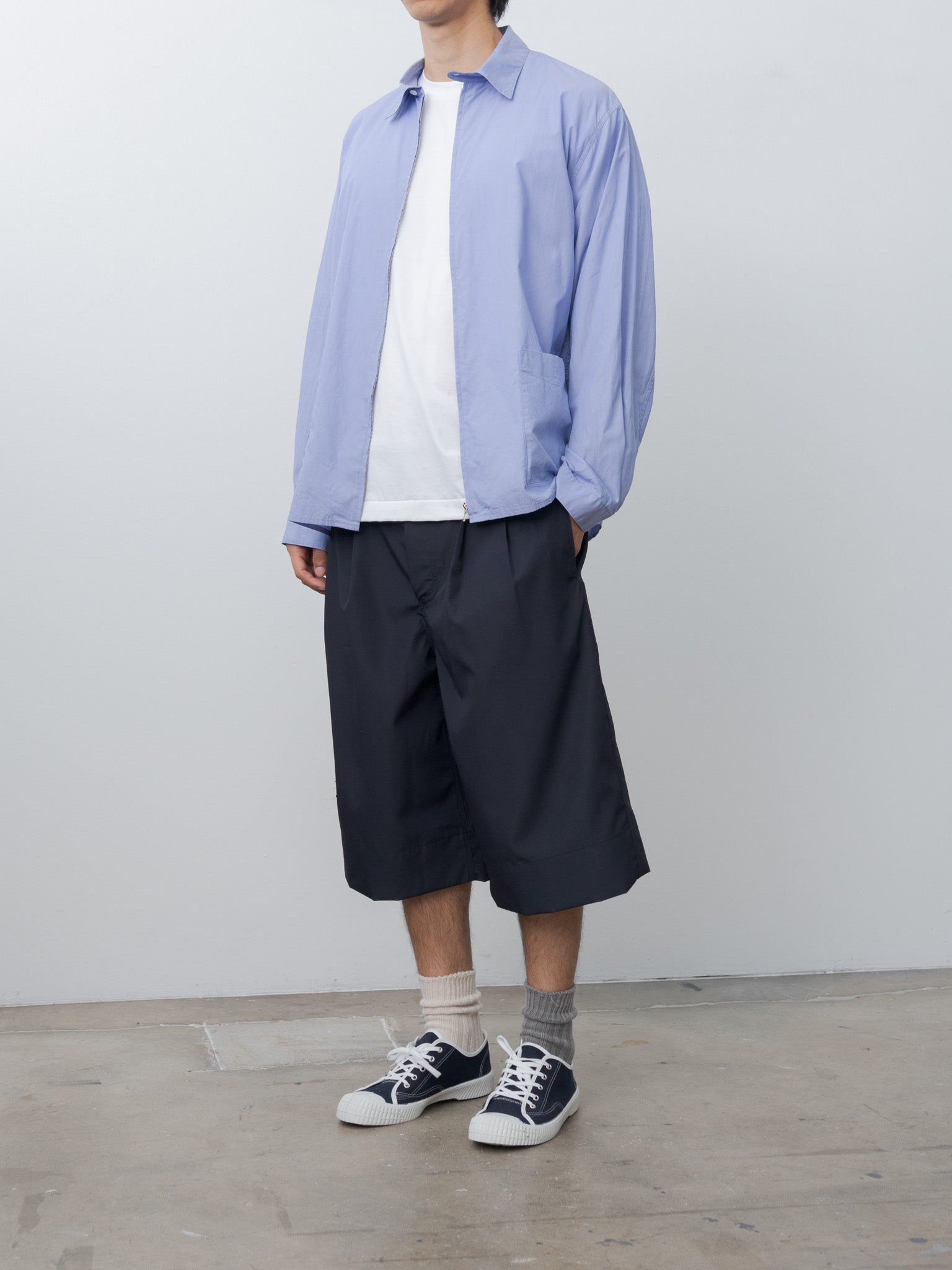 Namu Shop - Blurhms Chambray Zip Shirt - Saxe