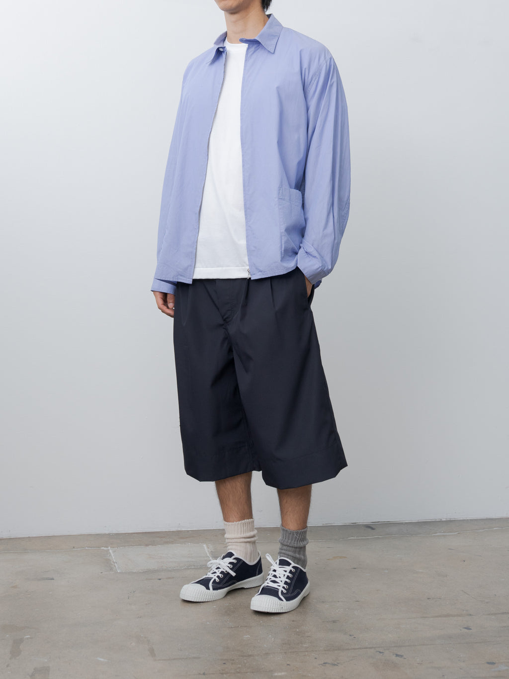Namu Shop - Blurhms Chambray Zip Shirt - Saxe