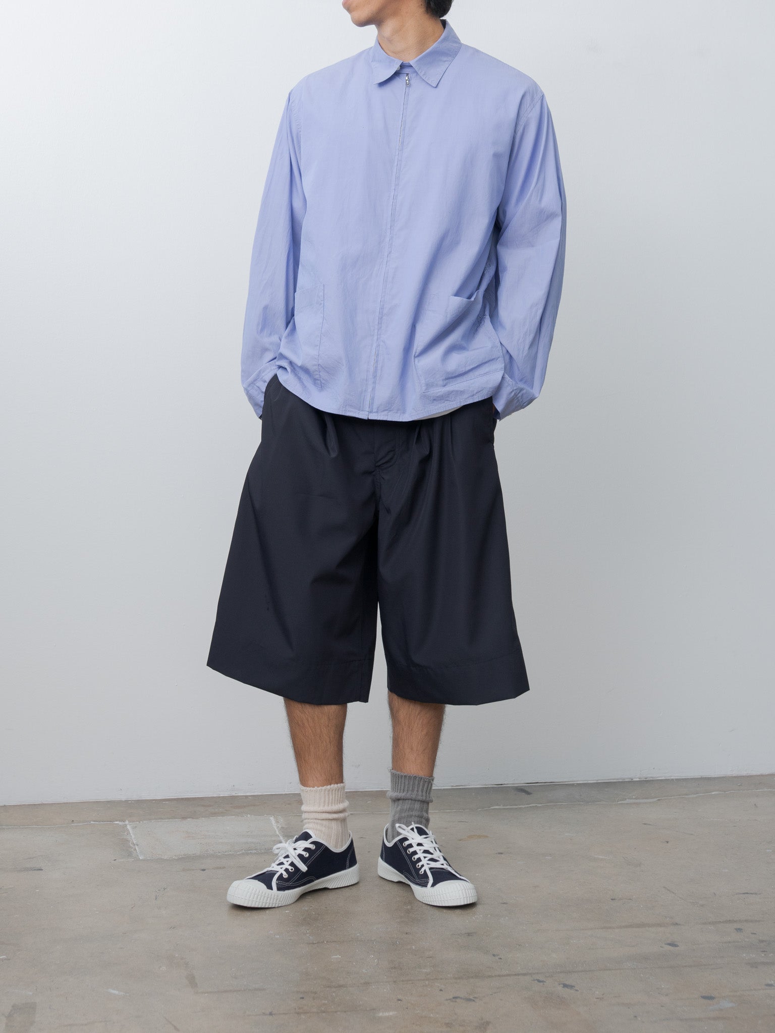 Namu Shop - Blurhms Chambray Zip Shirt - Saxe