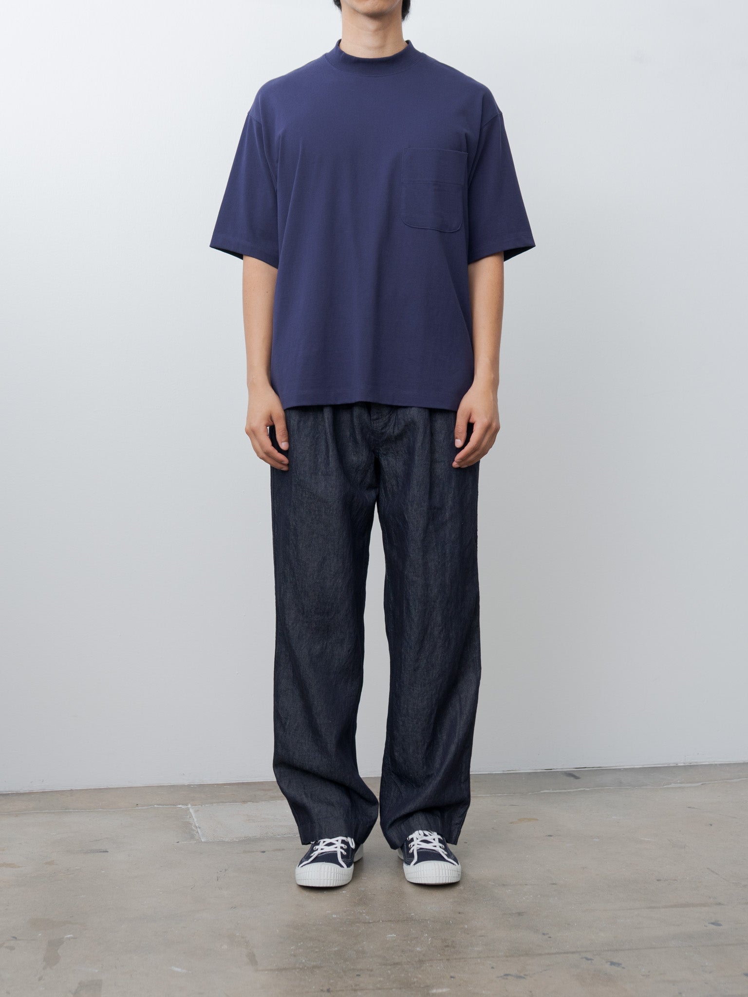 Namu Shop - Document Cotton Denim Easy Pants - Navy