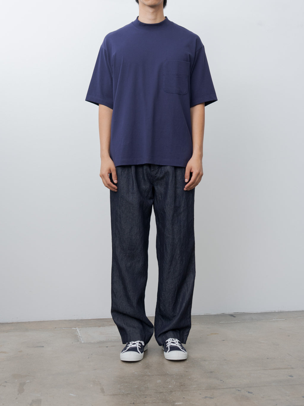 Namu Shop - Document Cotton Denim Easy Pants - Navy