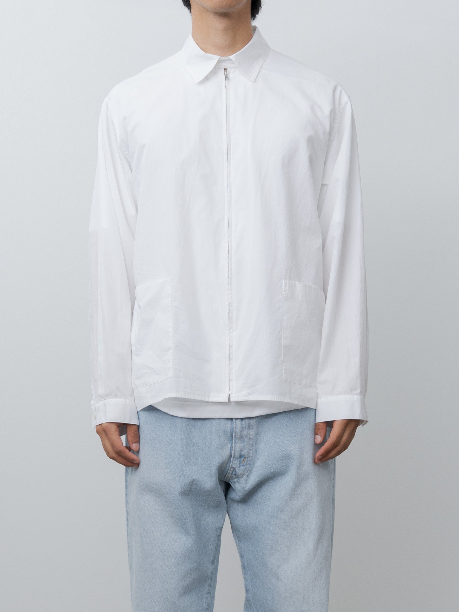 Namu Shop - Blurhms Chambray Zip Shirt - White