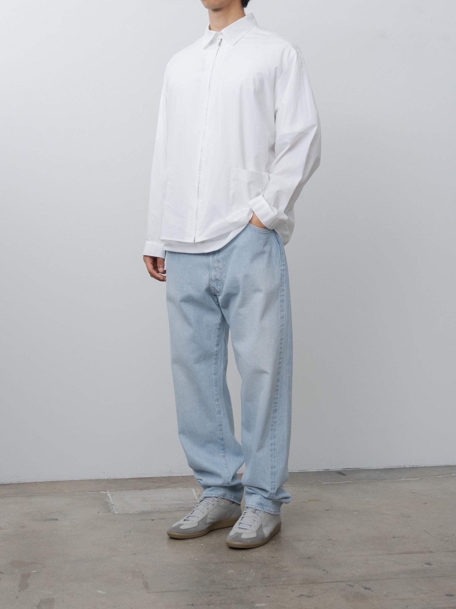 Namu Shop - Blurhms Chambray Zip Shirt - White
