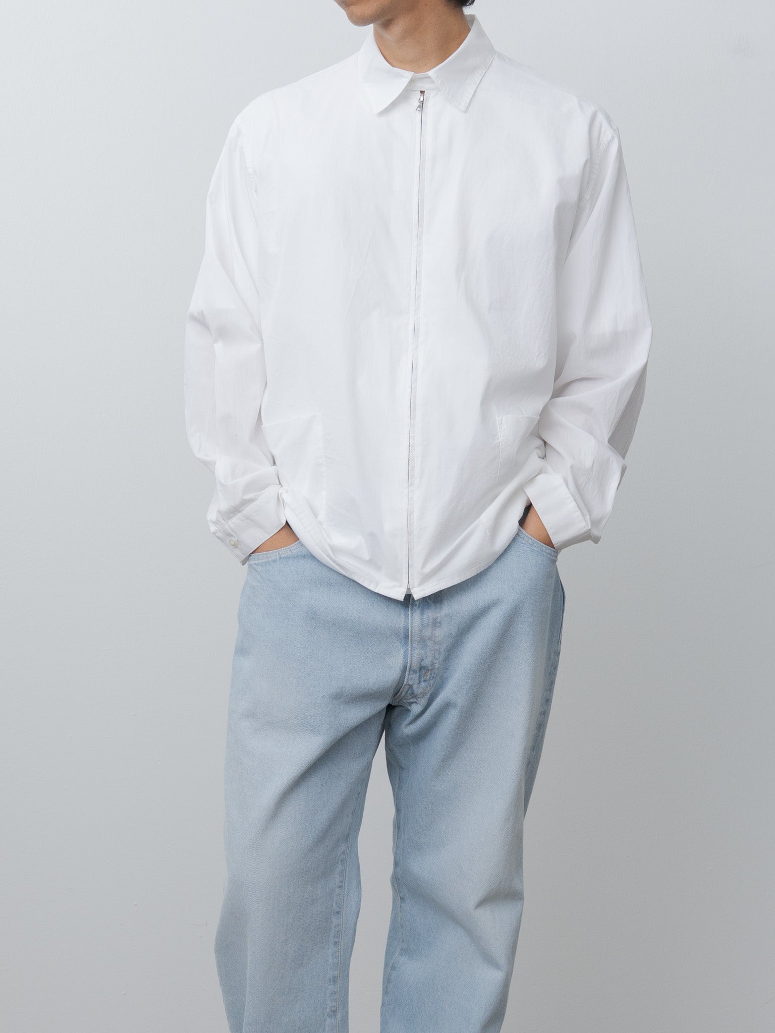 Namu Shop - Blurhms Chambray Zip Shirt - White
