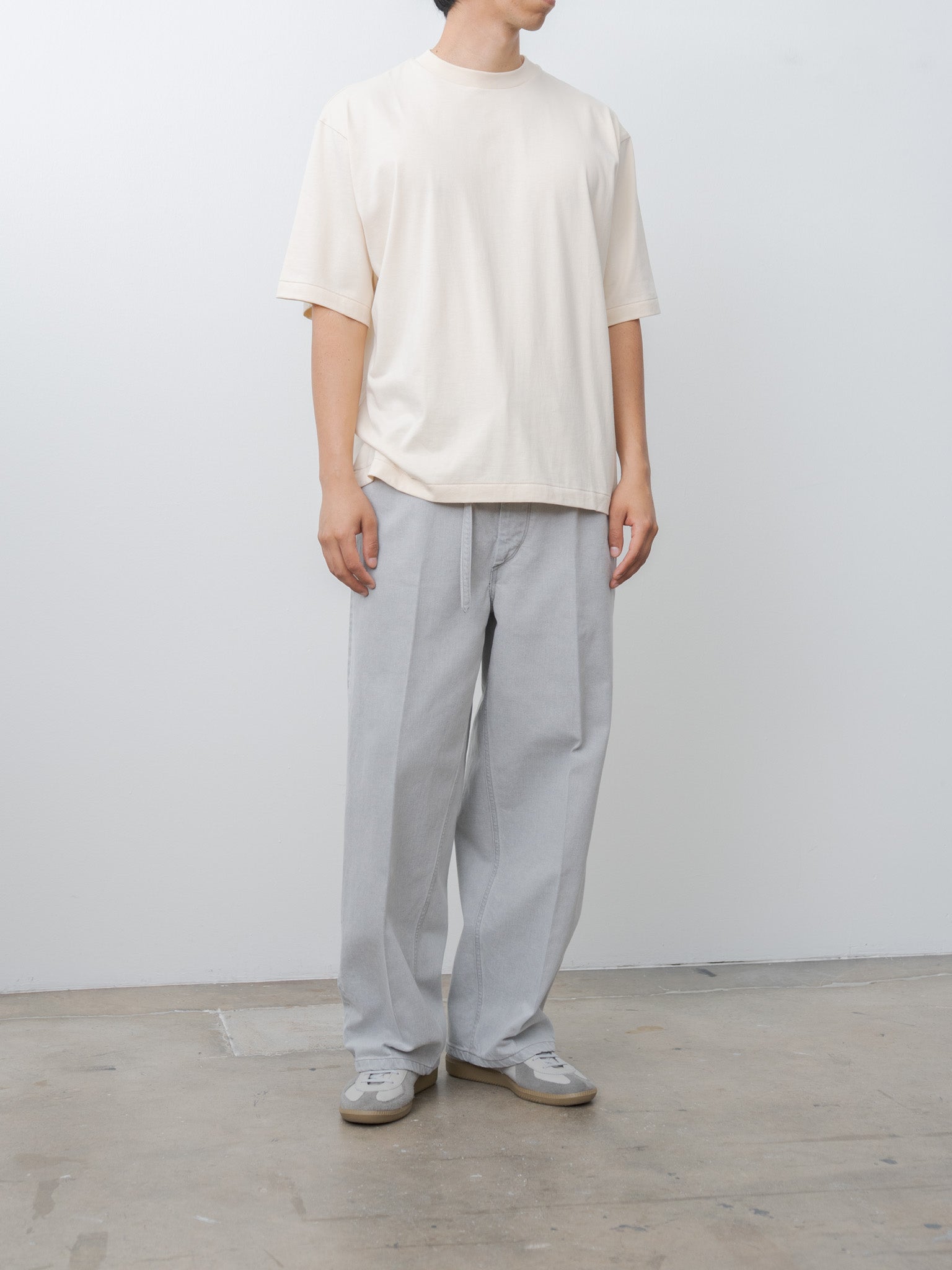 Namu Shop - Blurhms 12.9oz Denim Narrow Belted Pants - Black Super-Bleach