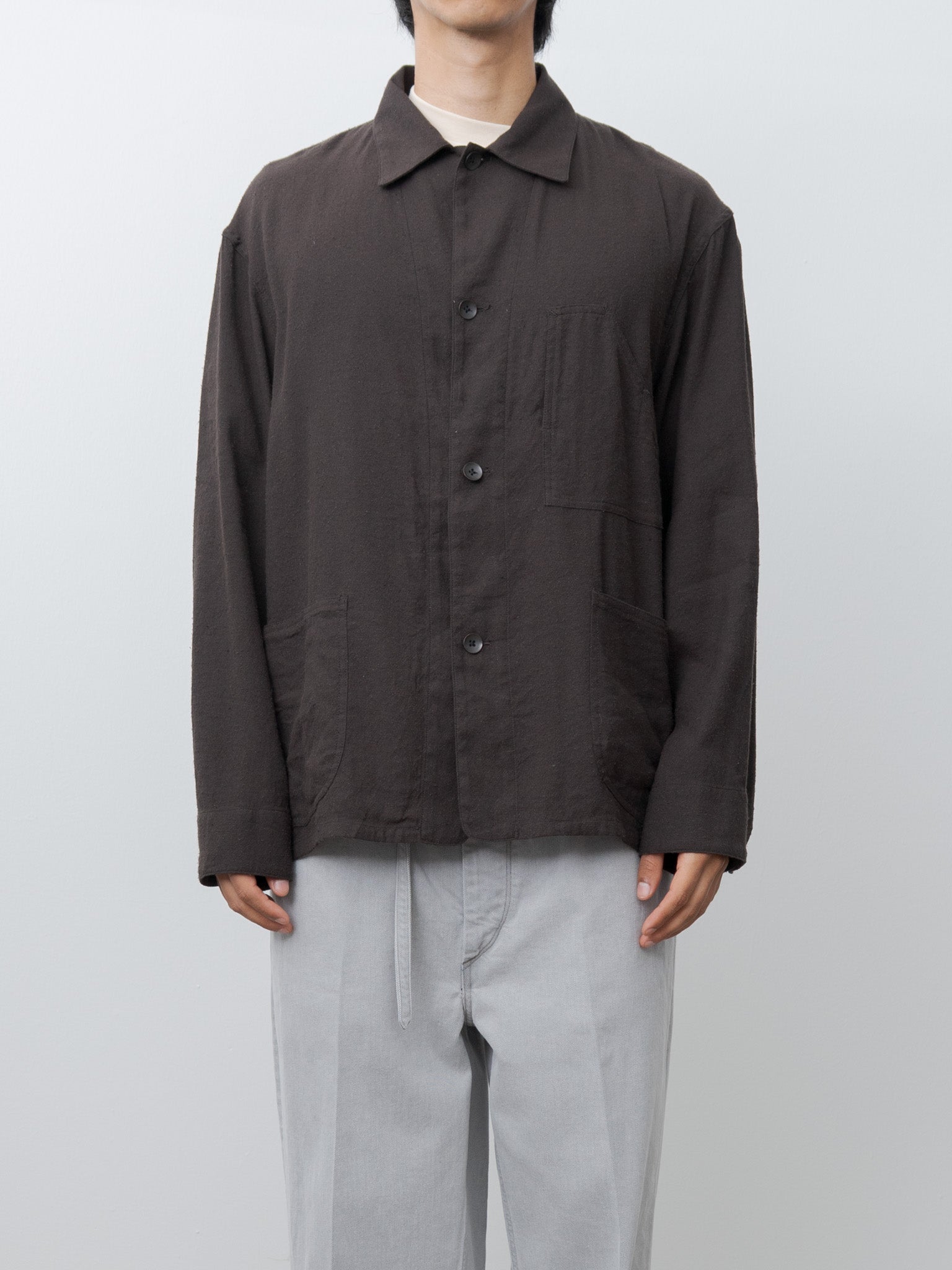 Namu Shop - Blurhms Silk Linen Work Jacket - Dark Brown