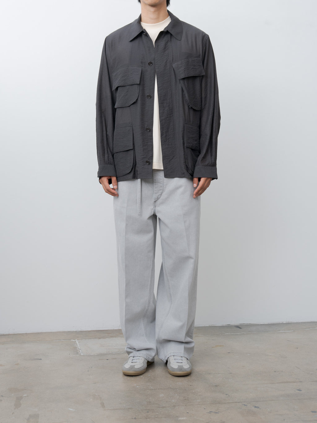 Namu Shop - Blurhms 12.9oz Denim Narrow Belted Pants - Black Super-Bleach