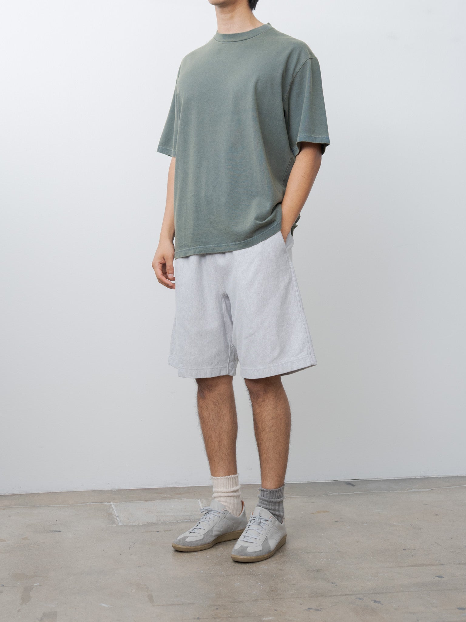 Namu Shop - Blurhms Thin-Sweat Shorts - Heather White