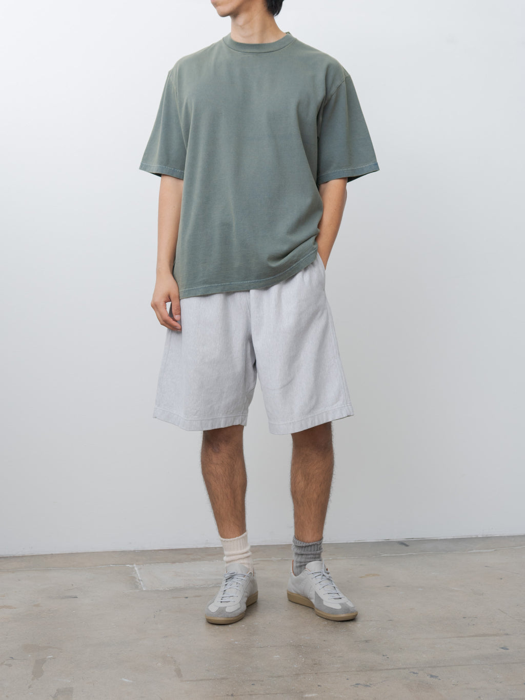 Namu Shop - Blurhms Thin-Sweat Shorts - Heather White