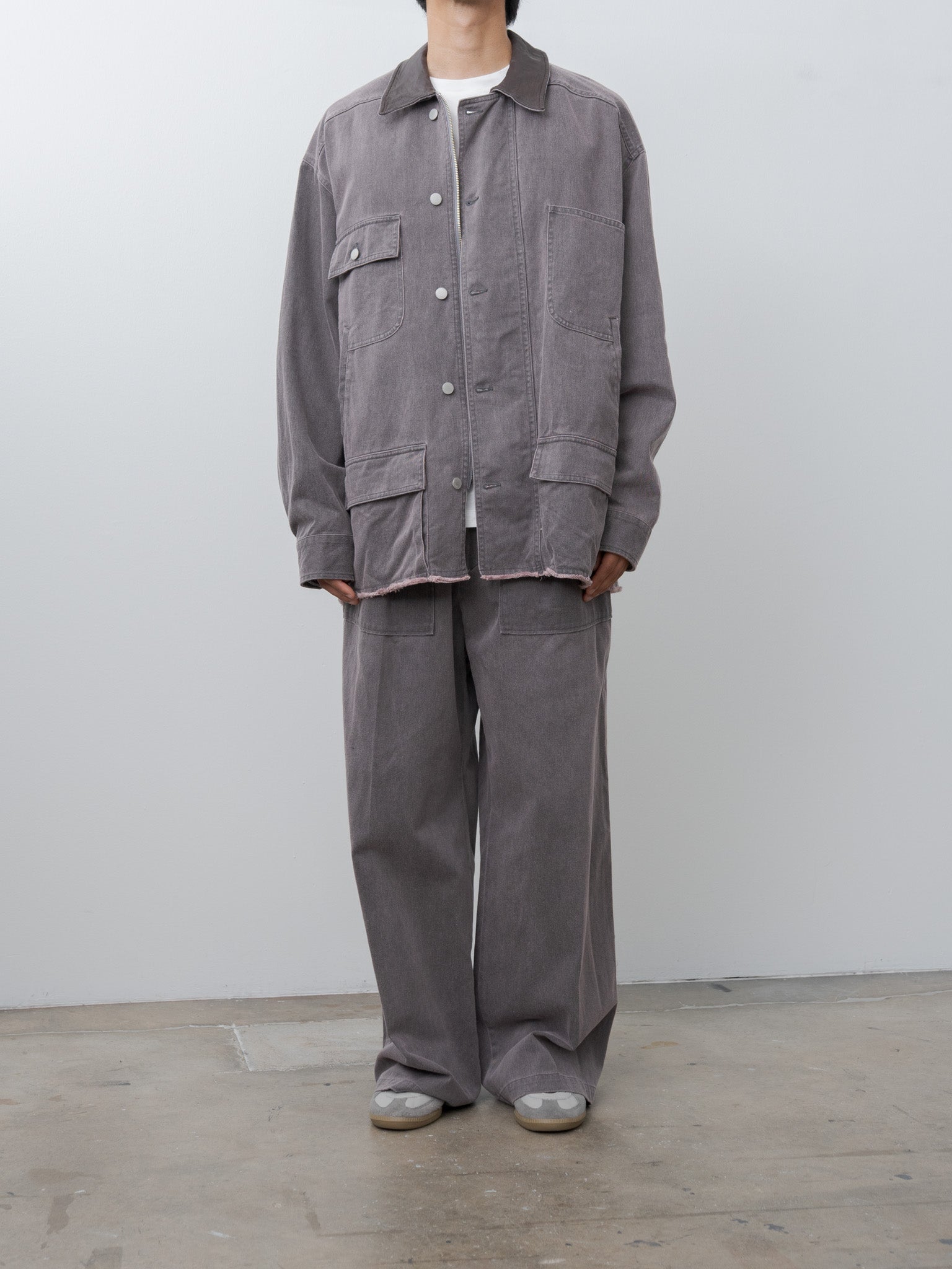 Namu Shop - Yoke Cotton 1tuck Wide-Leg Baker Pants - Dusty Pink