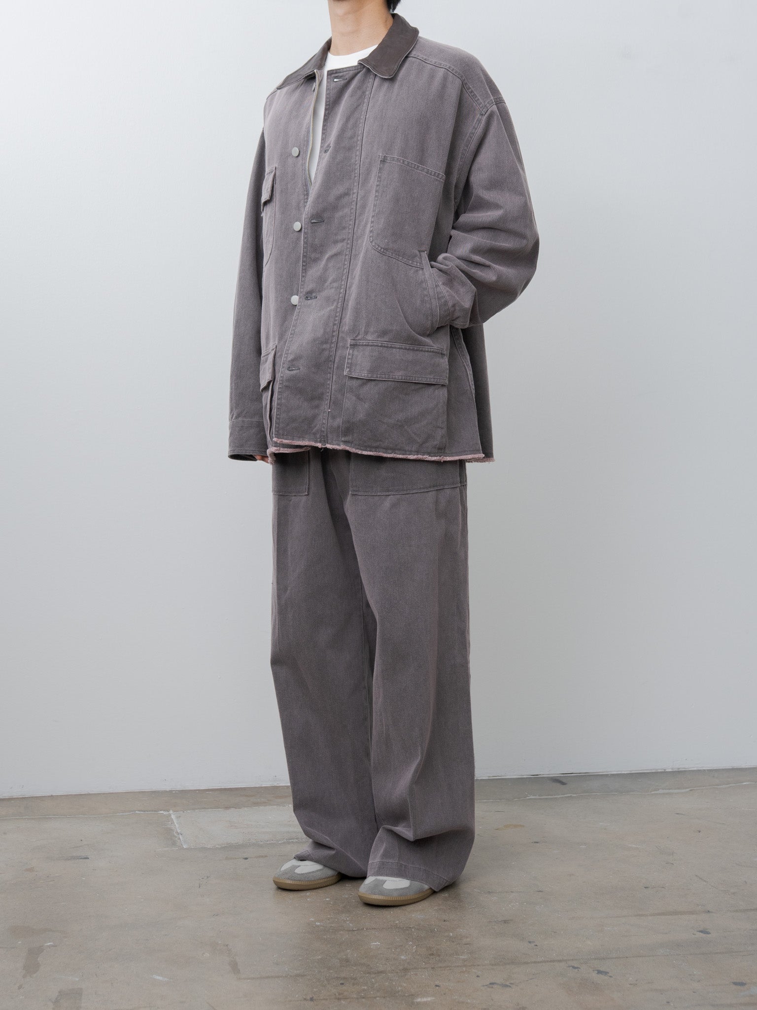 Namu Shop - Yoke Cotton Cut-Off Coverall Jacket - Dusty Pink