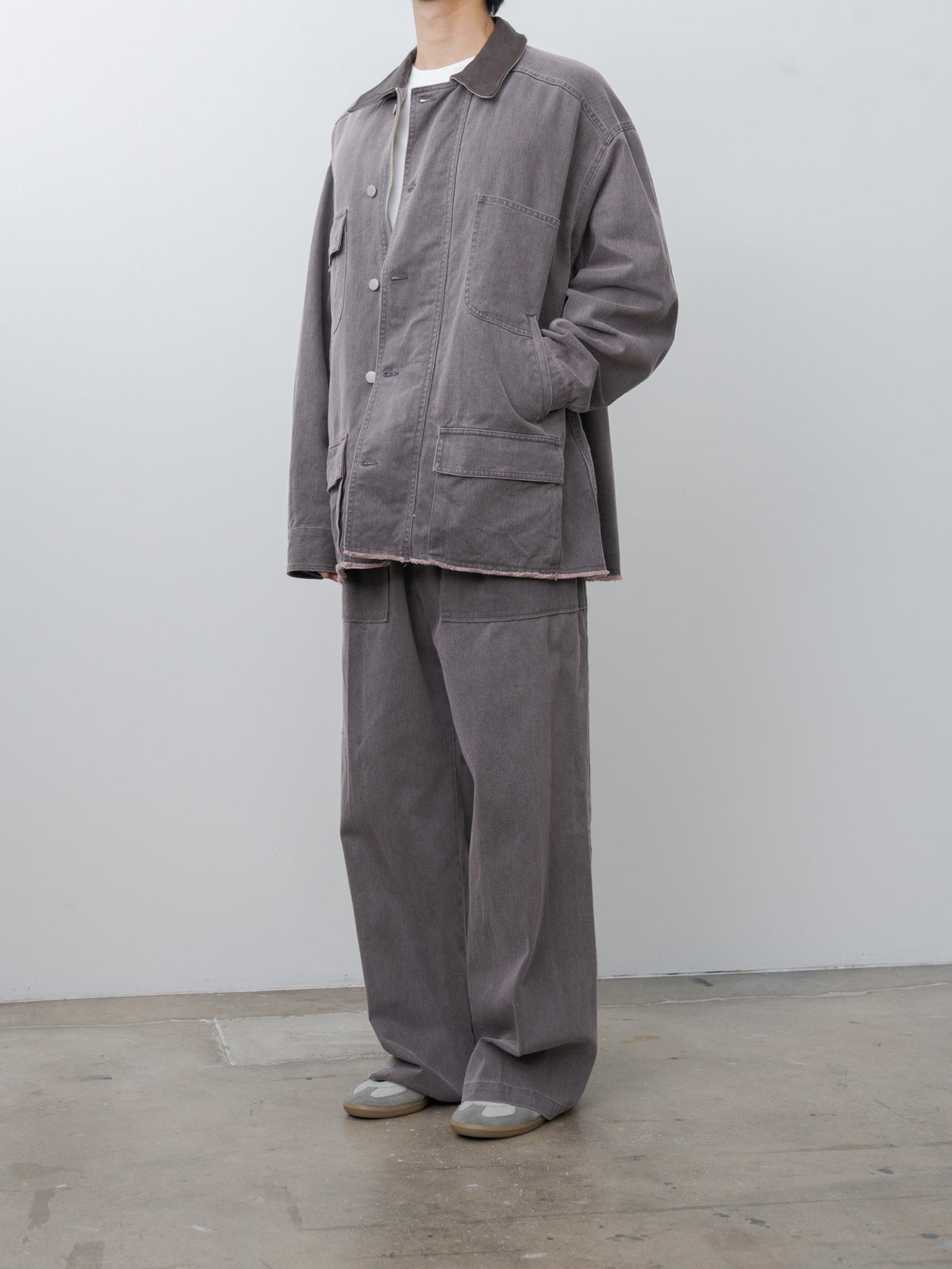 Namu Shop - Yoke Cotton Cut-Off Coverall Jacket - Dusty Pink