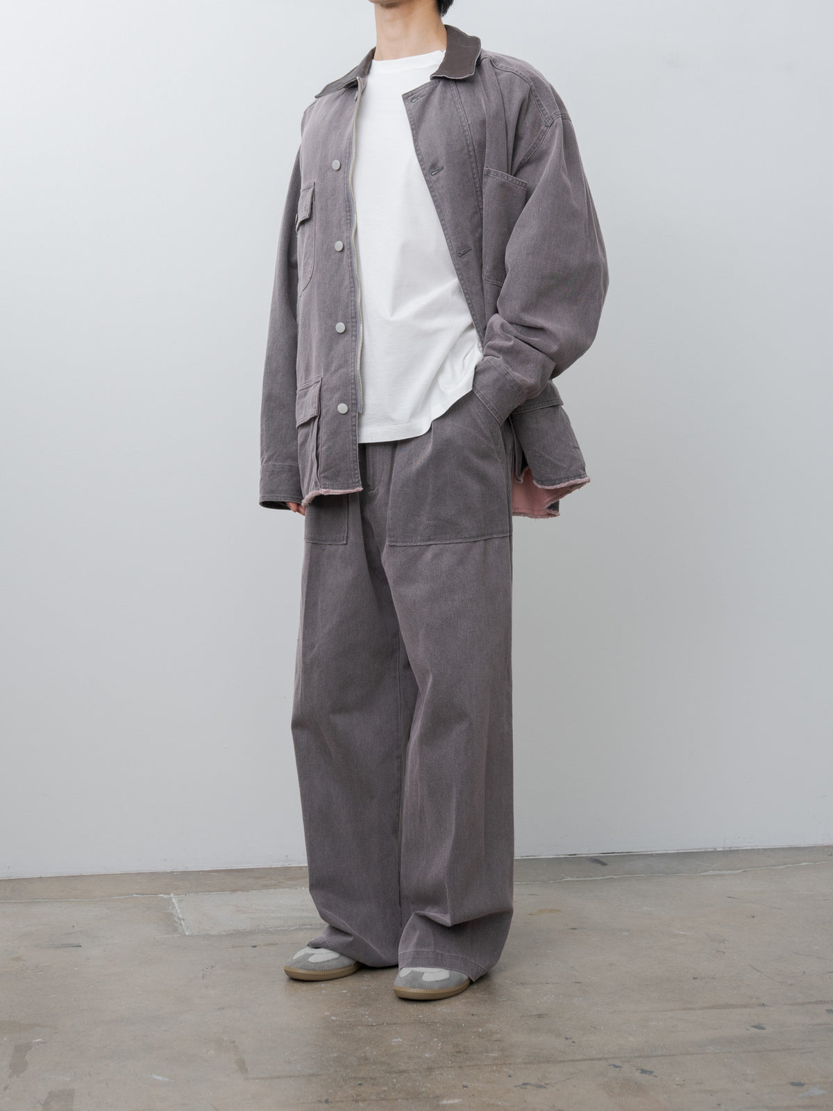 Namu Shop - Yoke Cotton Cut-Off Coverall Jacket - Dusty Pink