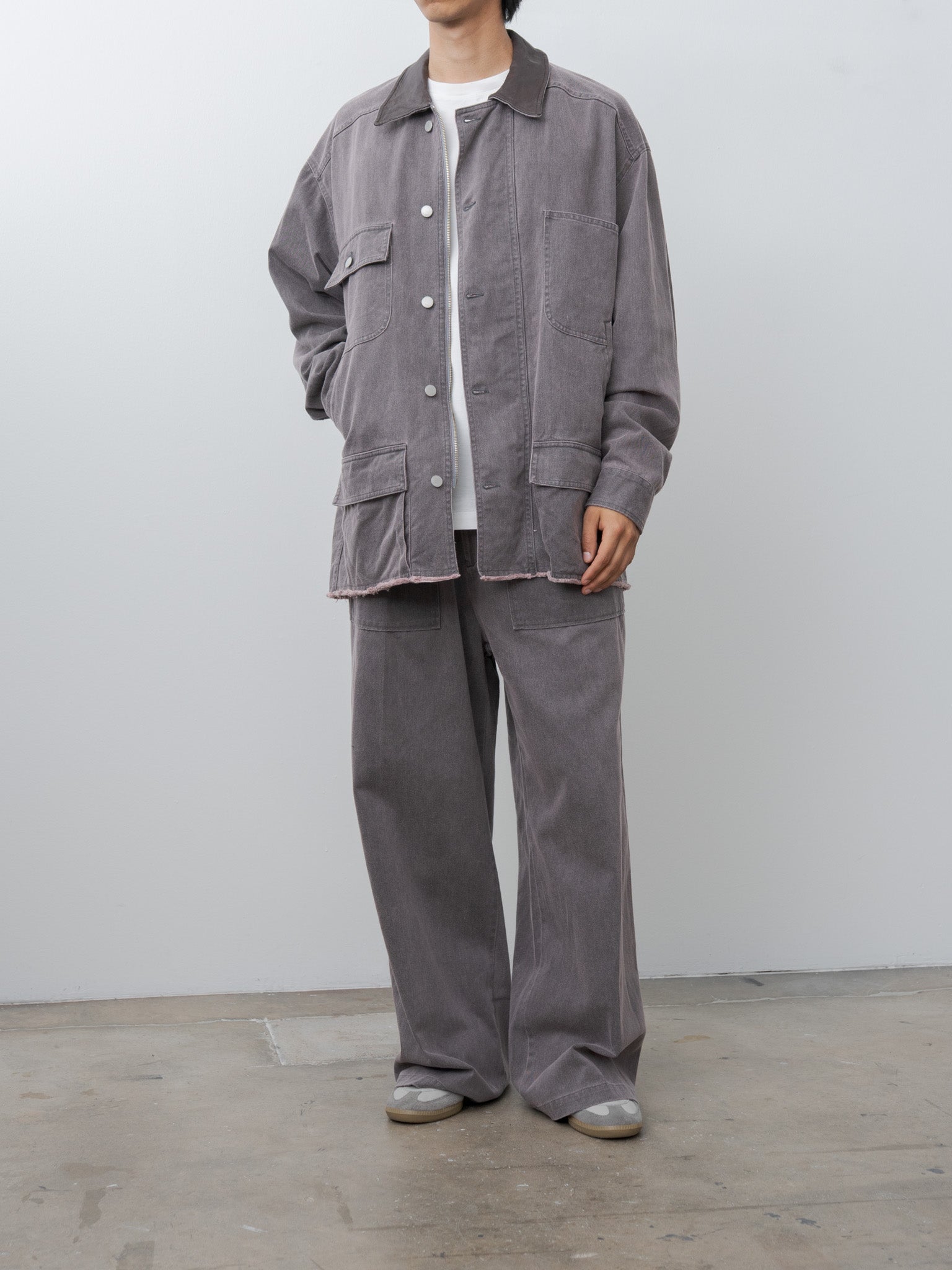 Namu Shop - Yoke Cotton Cut-Off Coverall Jacket - Dusty Pink