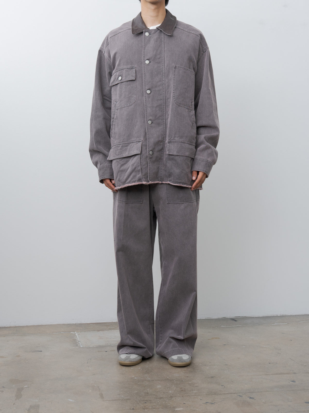 Namu Shop - Yoke Cotton Cut-Off Coverall Jacket - Dusty Pink