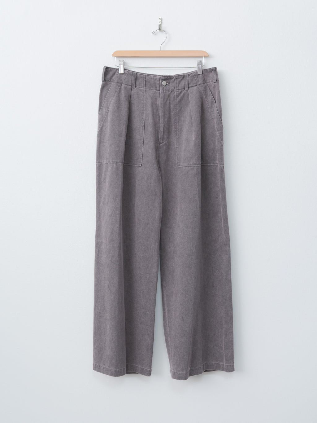 Namu Shop - Yoke Cotton 1tuck Wide-Leg Baker Pants - Dusty Pink