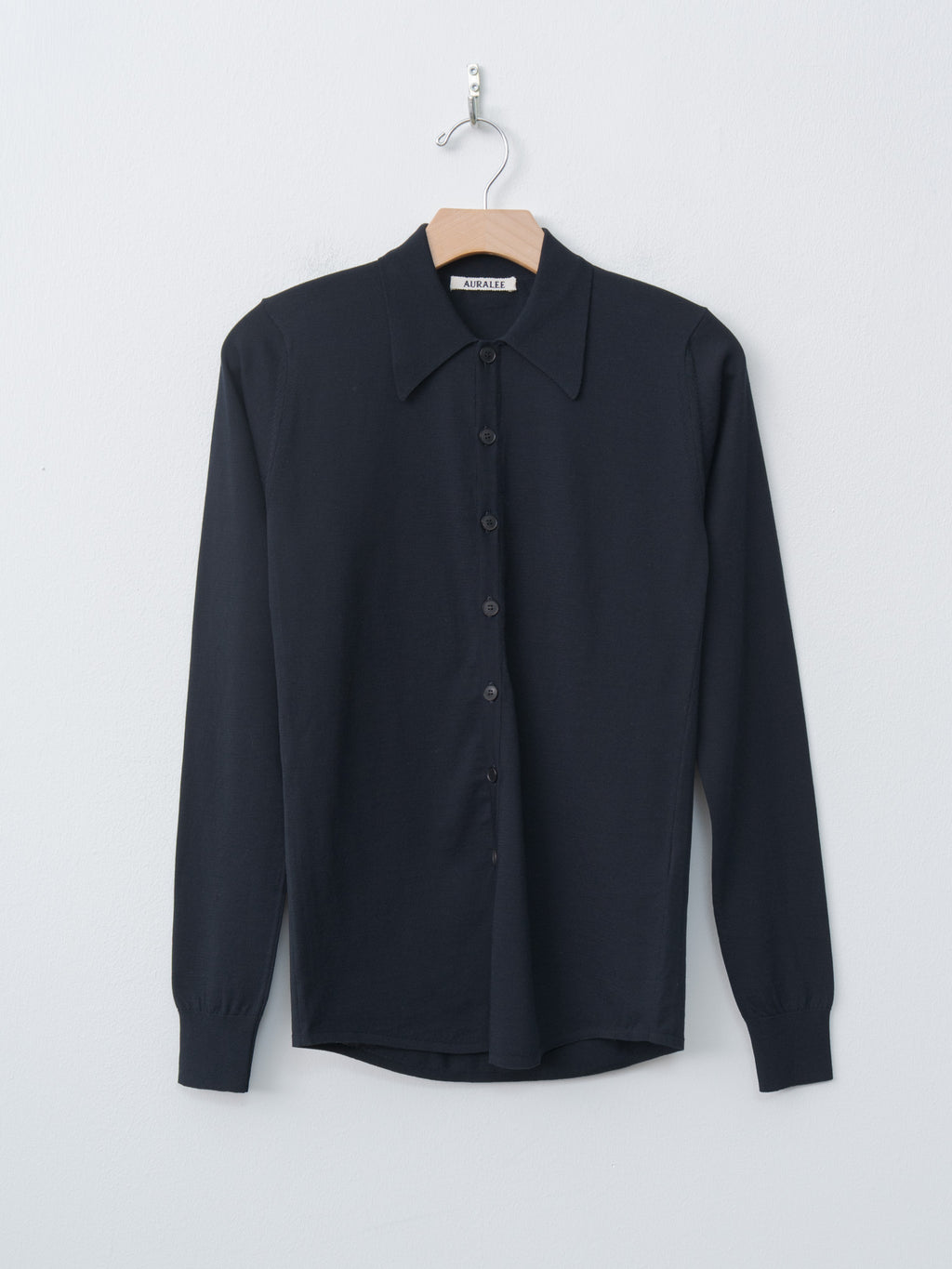 Super High Gauge Cotton Knit Shirt Cardigan - Dark Navy