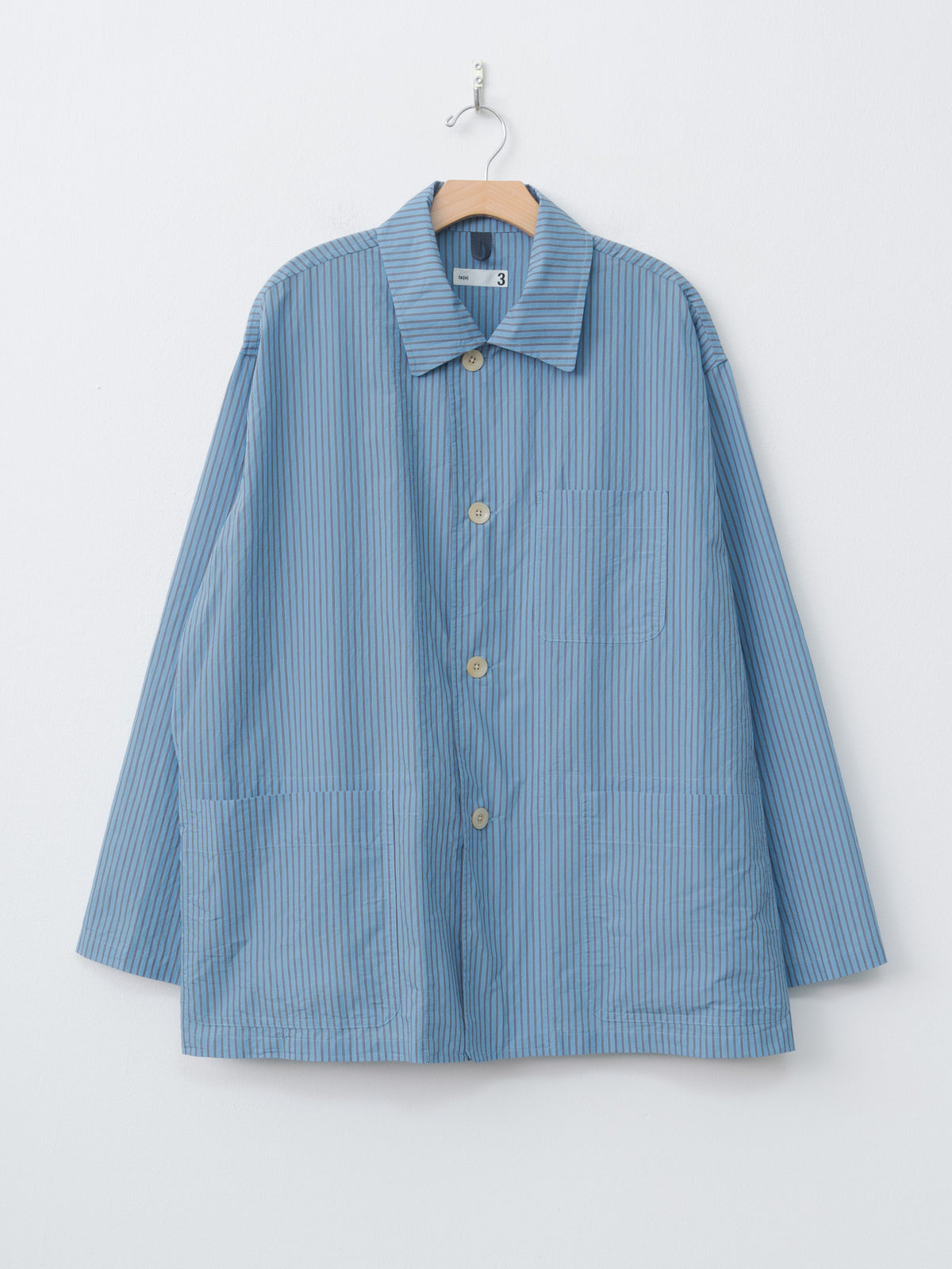 Namu Shop - ts(s) Stripe Cotton Nylon Cloth Jacket Shirt - Blue
