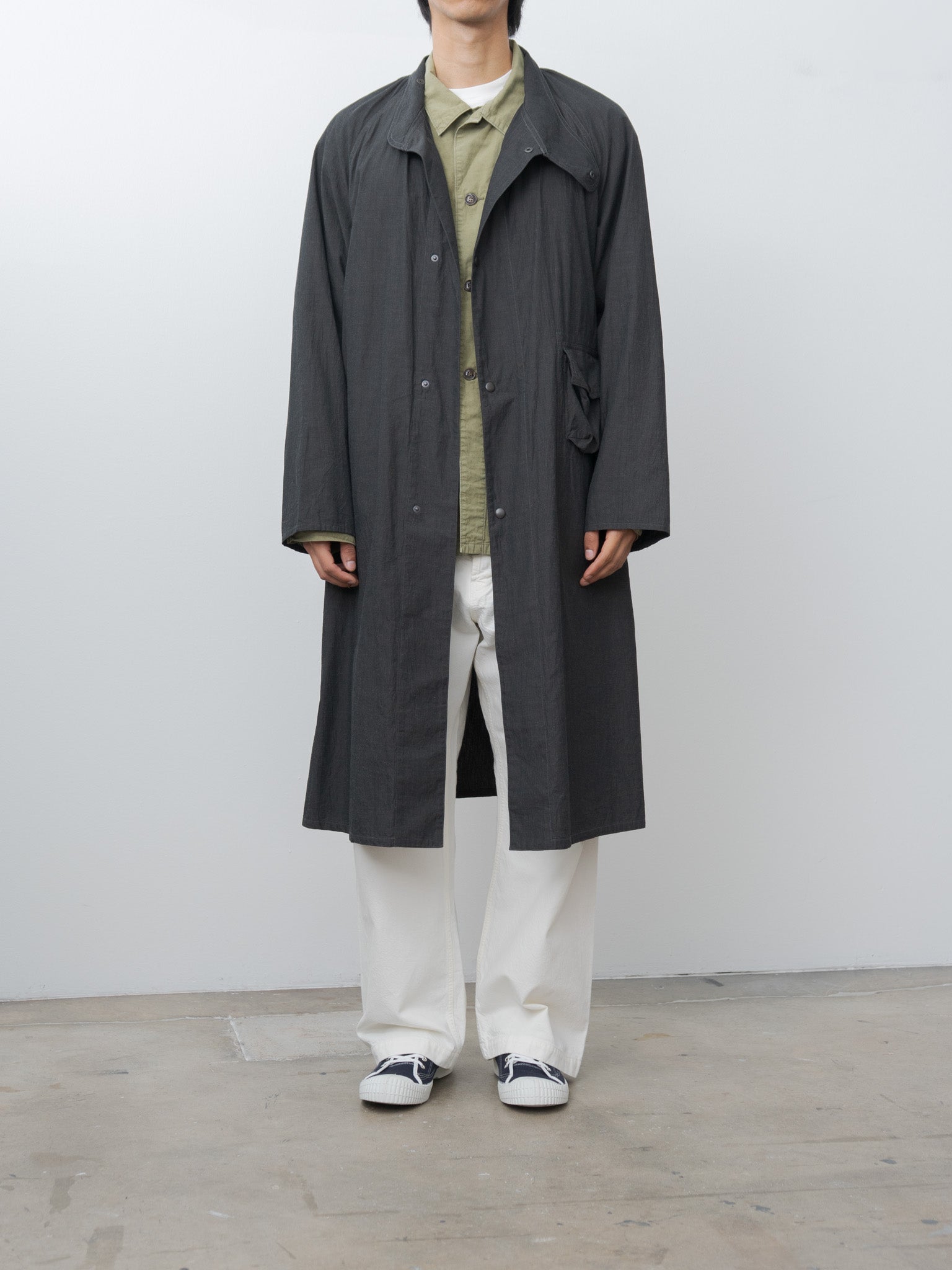 Namu Shop - Blurhms Cotton Linen Desert Storm Coat - Heather Black