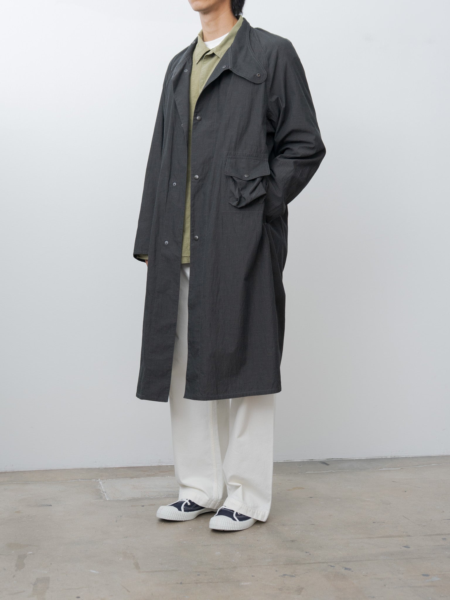 Namu Shop - Blurhms Cotton Linen Desert Storm Coat - Heather Black