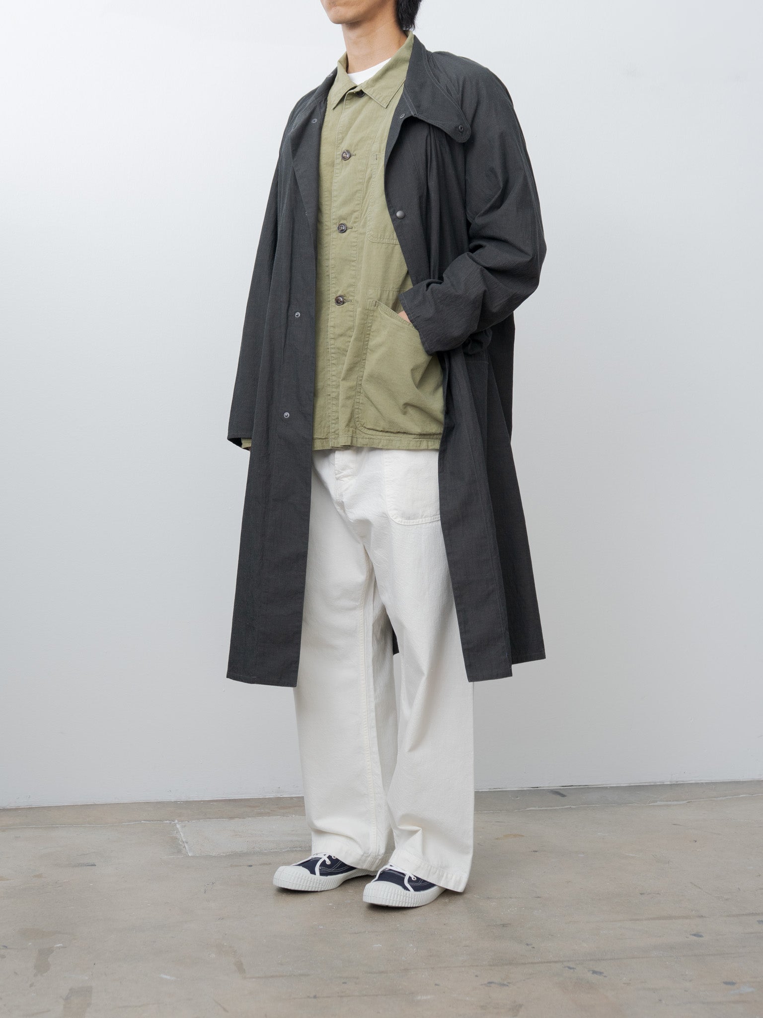 Namu Shop - Blurhms Cotton Linen Desert Storm Coat - Heather Black
