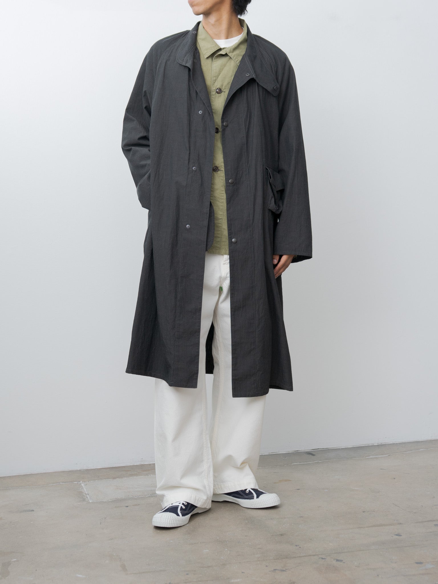 Namu Shop - Blurhms Cotton Linen Desert Storm Coat - Heather Black