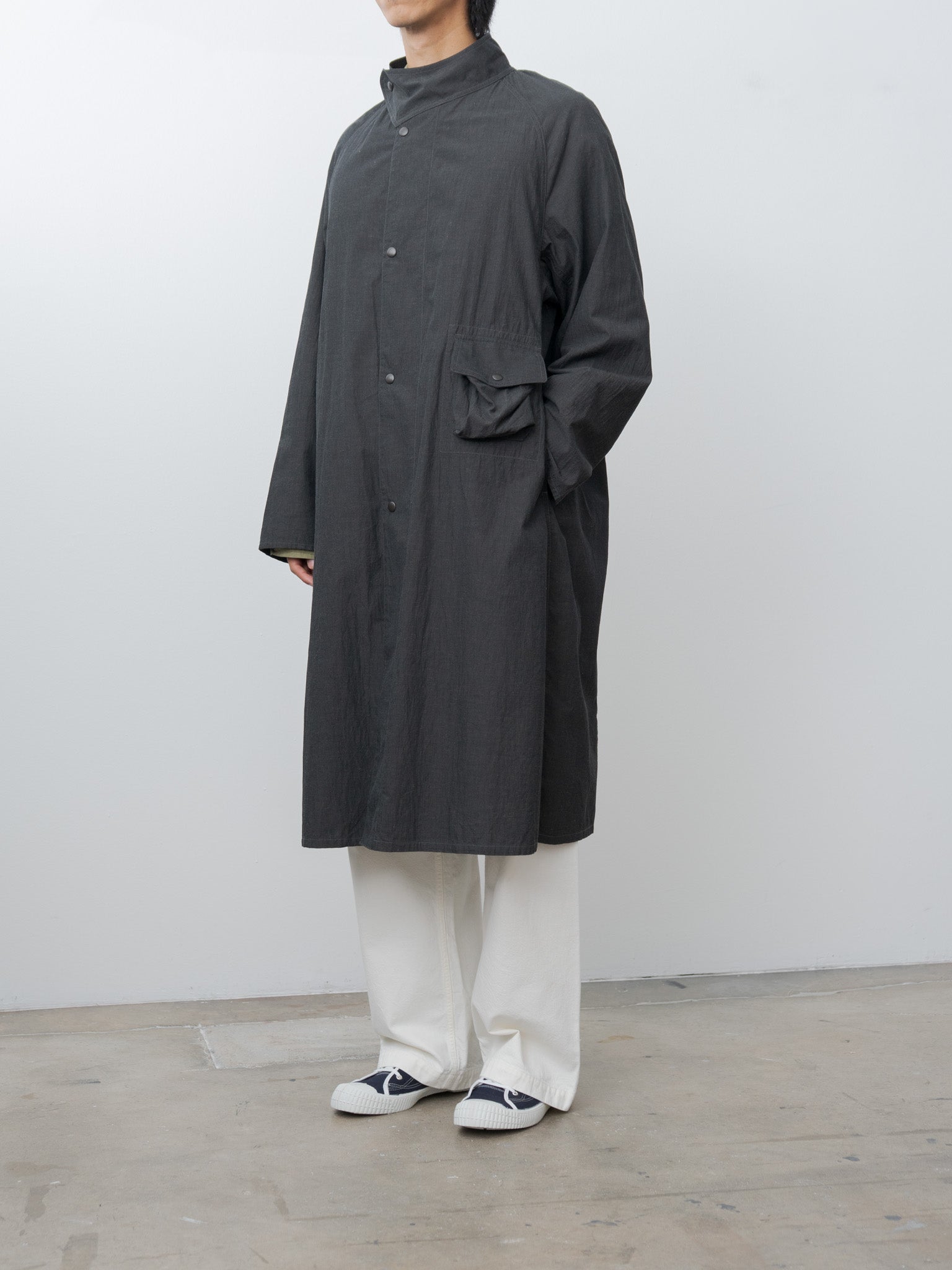 Namu Shop - Blurhms Cotton Linen Desert Storm Coat - Heather Black