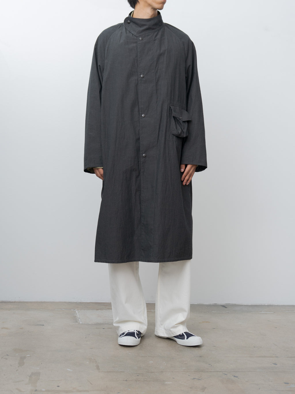 Namu Shop - Blurhms Cotton Linen Desert Storm Coat - Heather Black