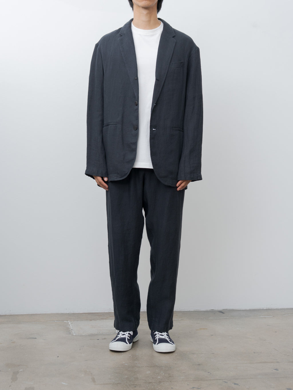 Linen Relaxed Pants - Navy