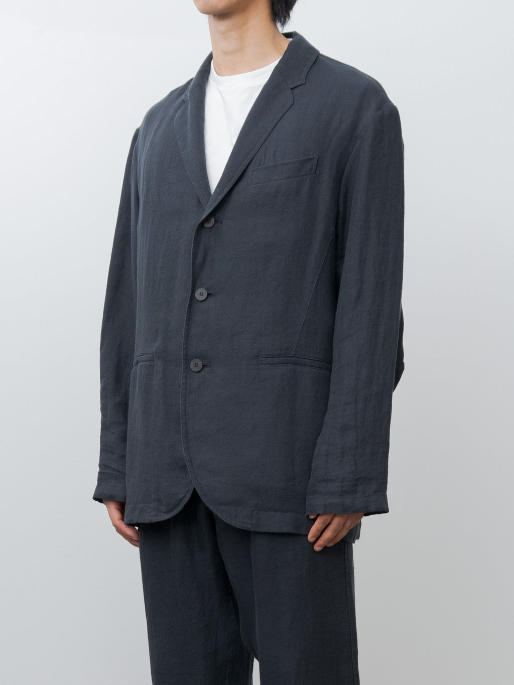 Linen Relaxed Jacket - Navy