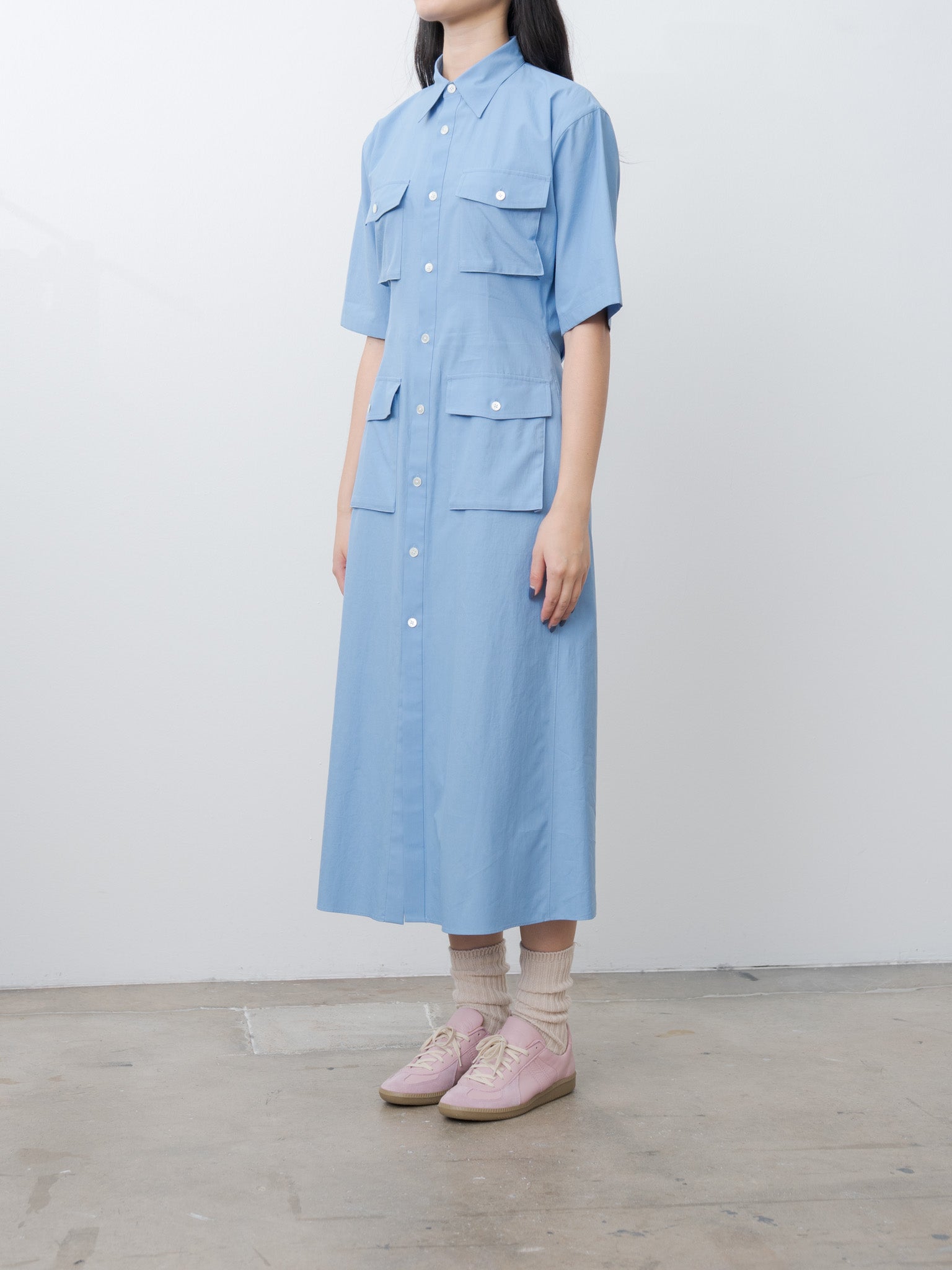 Washed Finx Twill Shirt Dress - Blue Washed Finx Twill Shirt Dress - Blue
