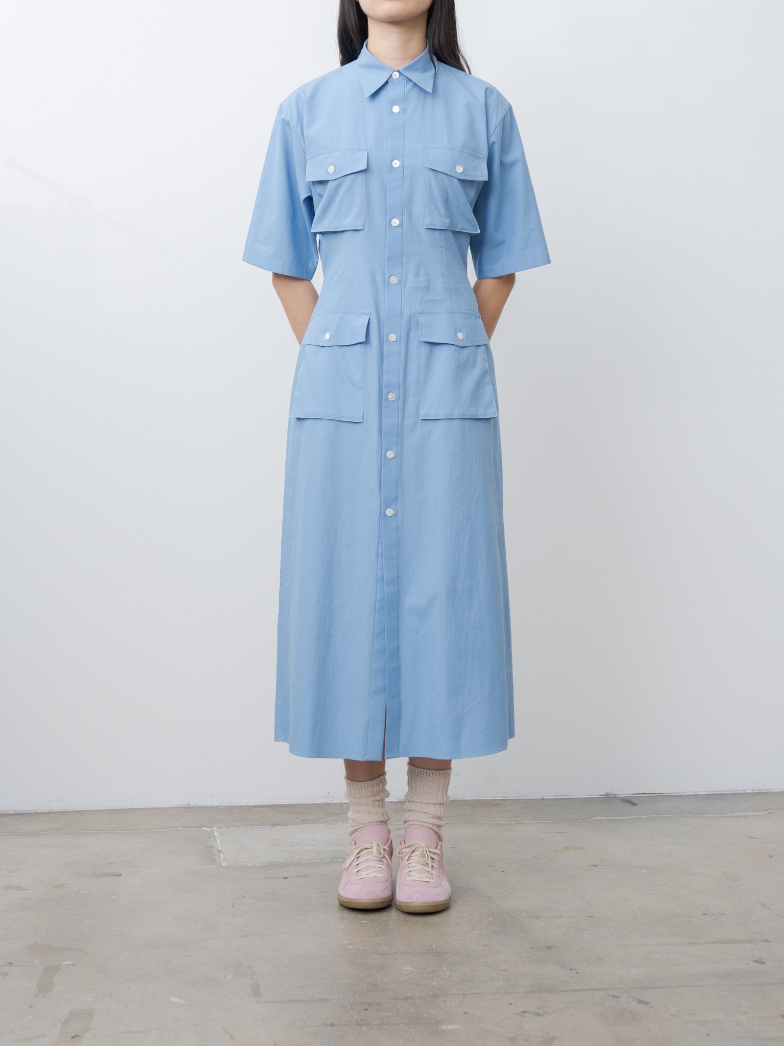Washed Finx Twill Shirt Dress - Blue Washed Finx Twill Shirt Dress - Blue