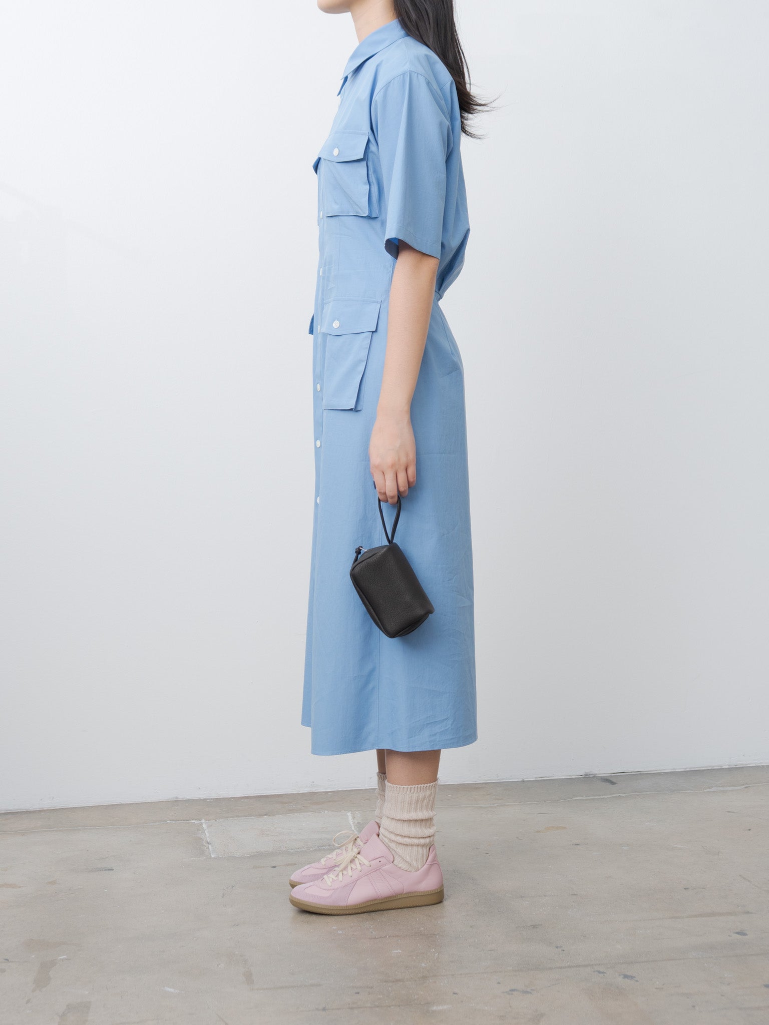 Washed Finx Twill Shirt Dress - Blue Washed Finx Twill Shirt Dress - Blue