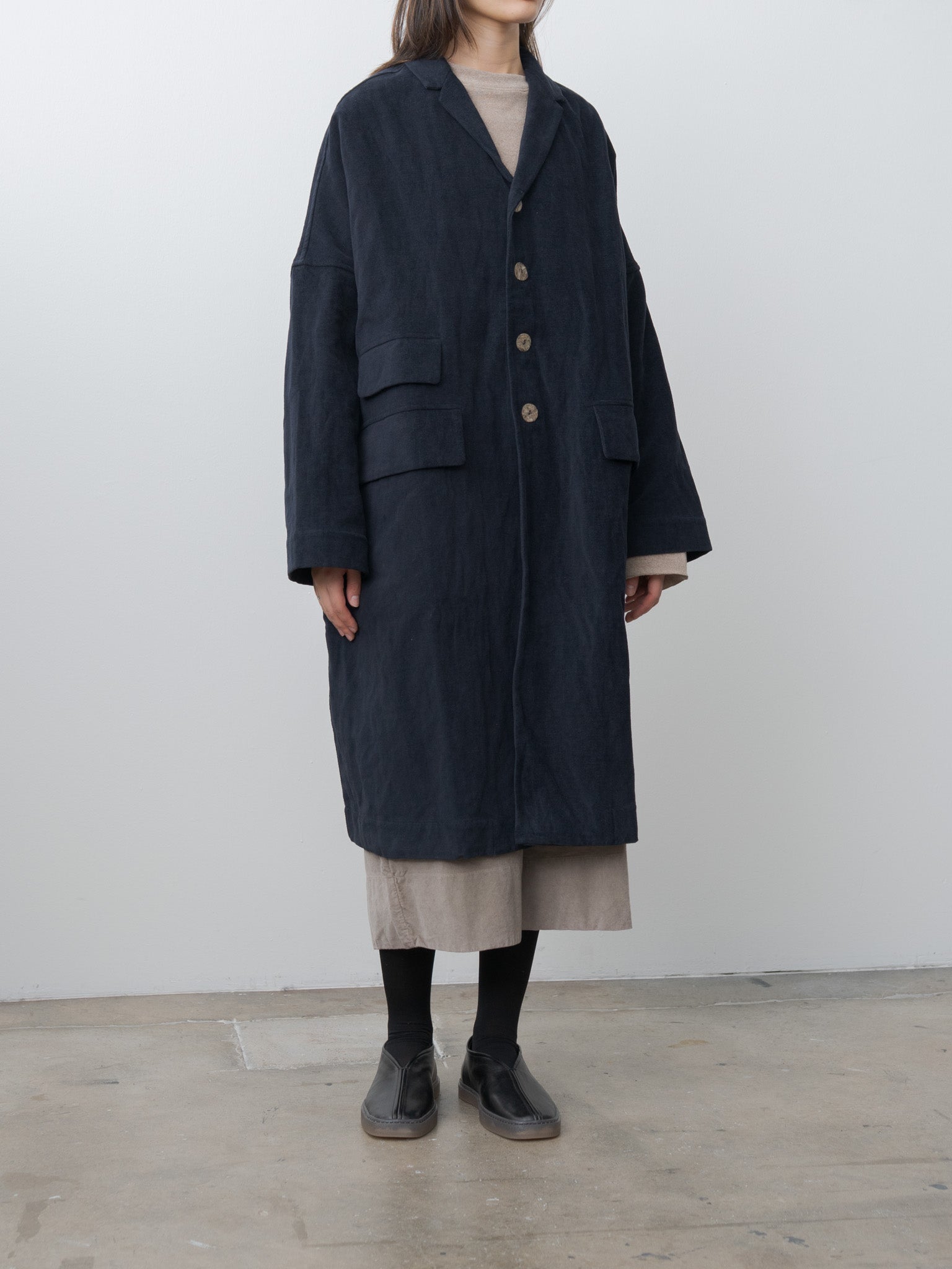 Namu Shop - Album di Famiglia Loose Coat Inox Velvet - Ink