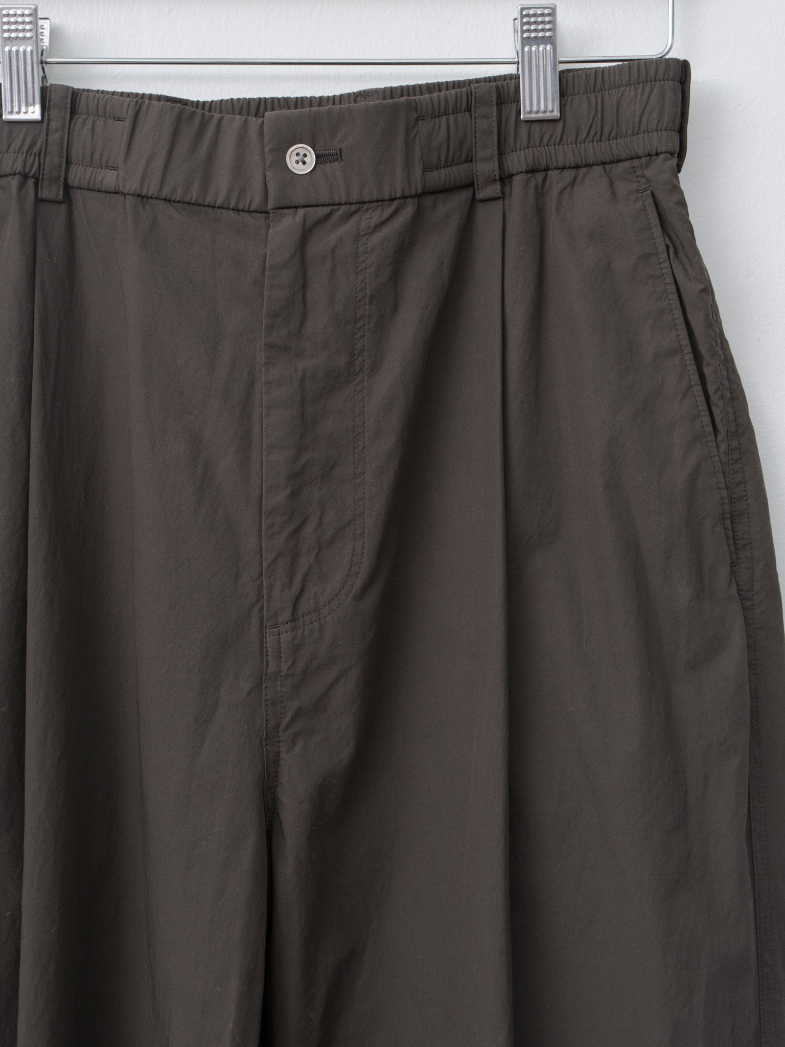Namu Shop - Aton Shrink Cotton Lawn Loose Fit Pants - Dark Brown