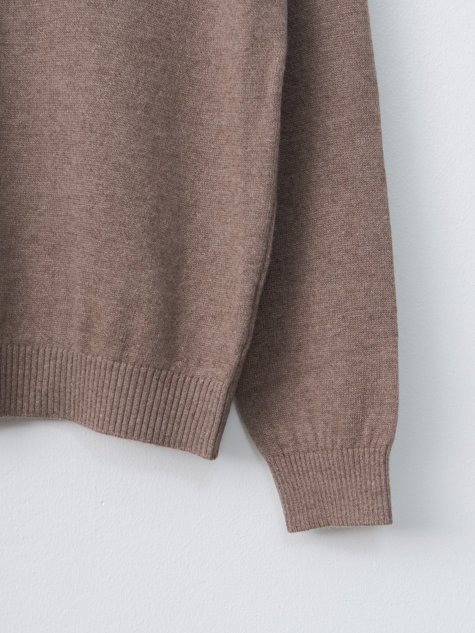 Namu Shop - Aton Linen Wool Brushed Zip Up Polo Sweater - Camel
