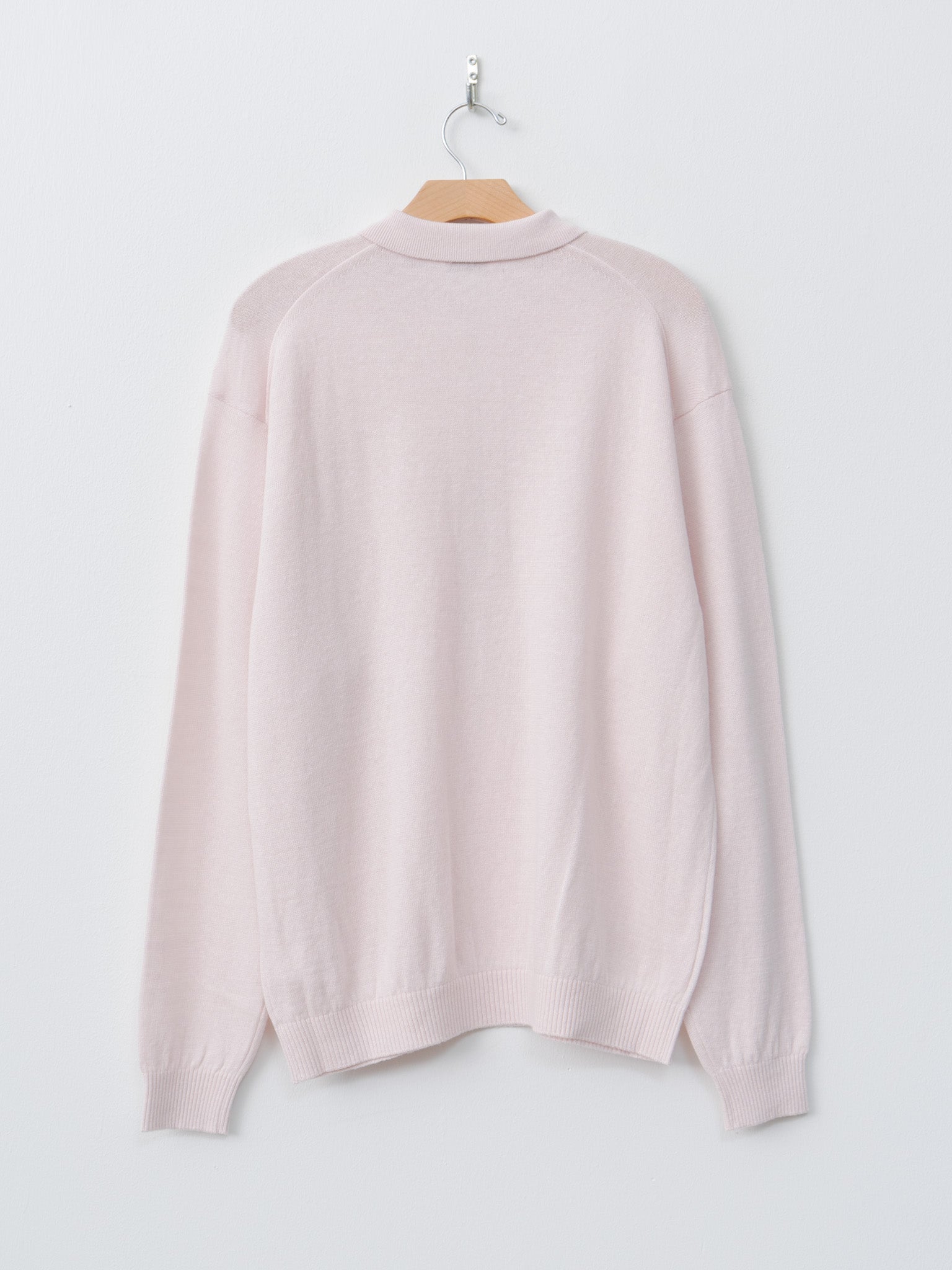 Namu Shop - Aton Linen Wool Brushed Zip Up Polo Sweater - Pink