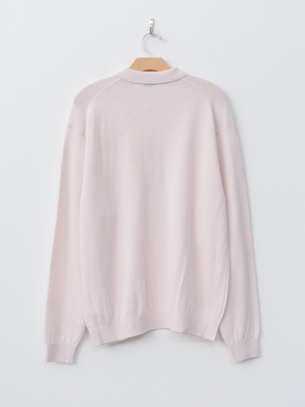 Namu Shop - Aton Linen Wool Brushed Zip Up Polo Sweater - Pink