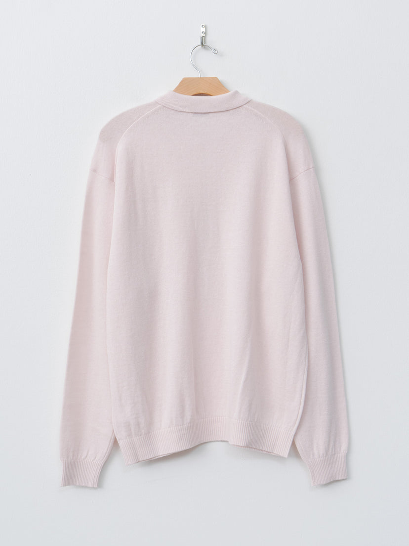 Namu Shop - Aton Linen Wool Brushed Zip Up Polo Sweater - Pink