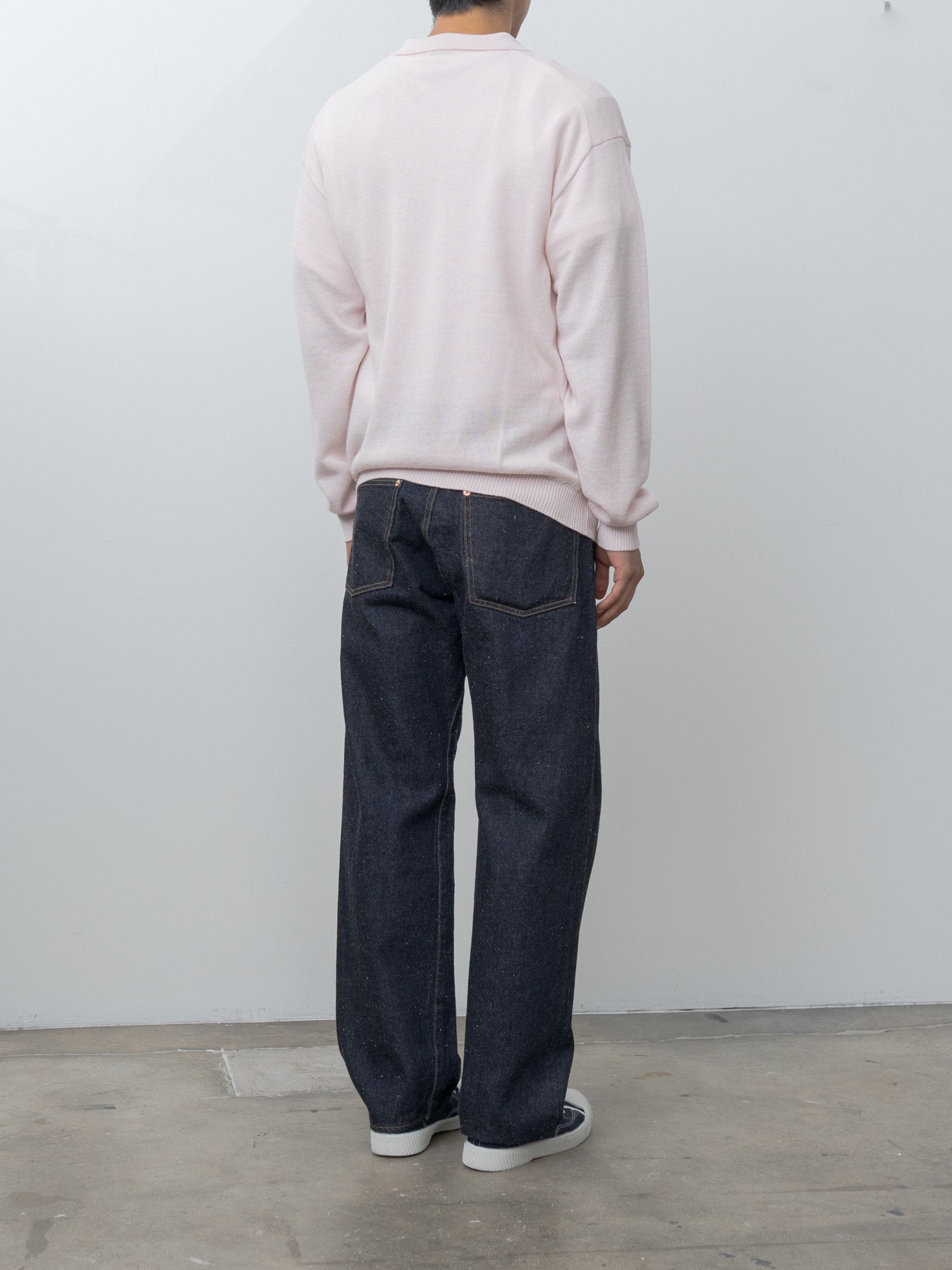Namu Shop - Aton Linen Wool Brushed Zip Up Polo Sweater - Pink