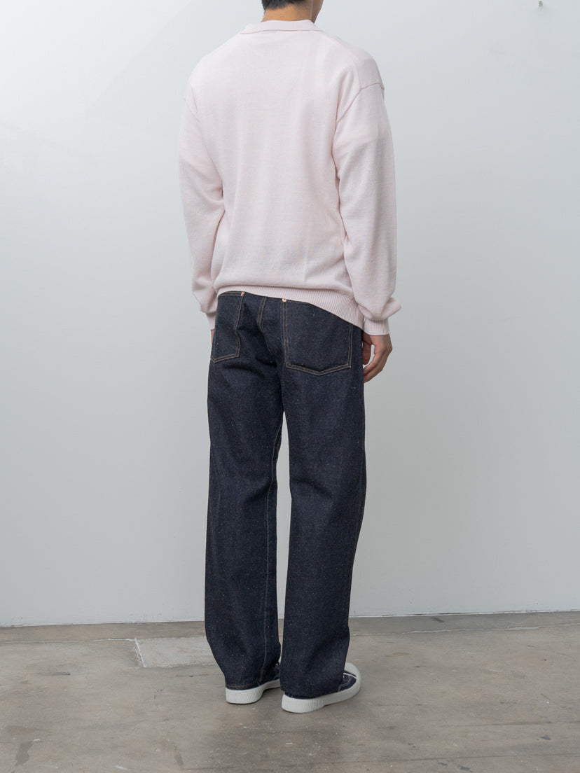 Namu Shop - Aton Linen Wool Brushed Zip Up Polo Sweater - Pink