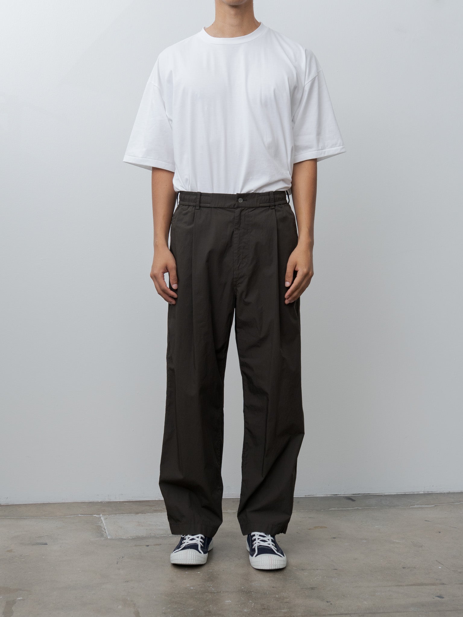 Namu Shop - Aton Shrink Cotton Lawn Loose Fit Pants - Dark Brown