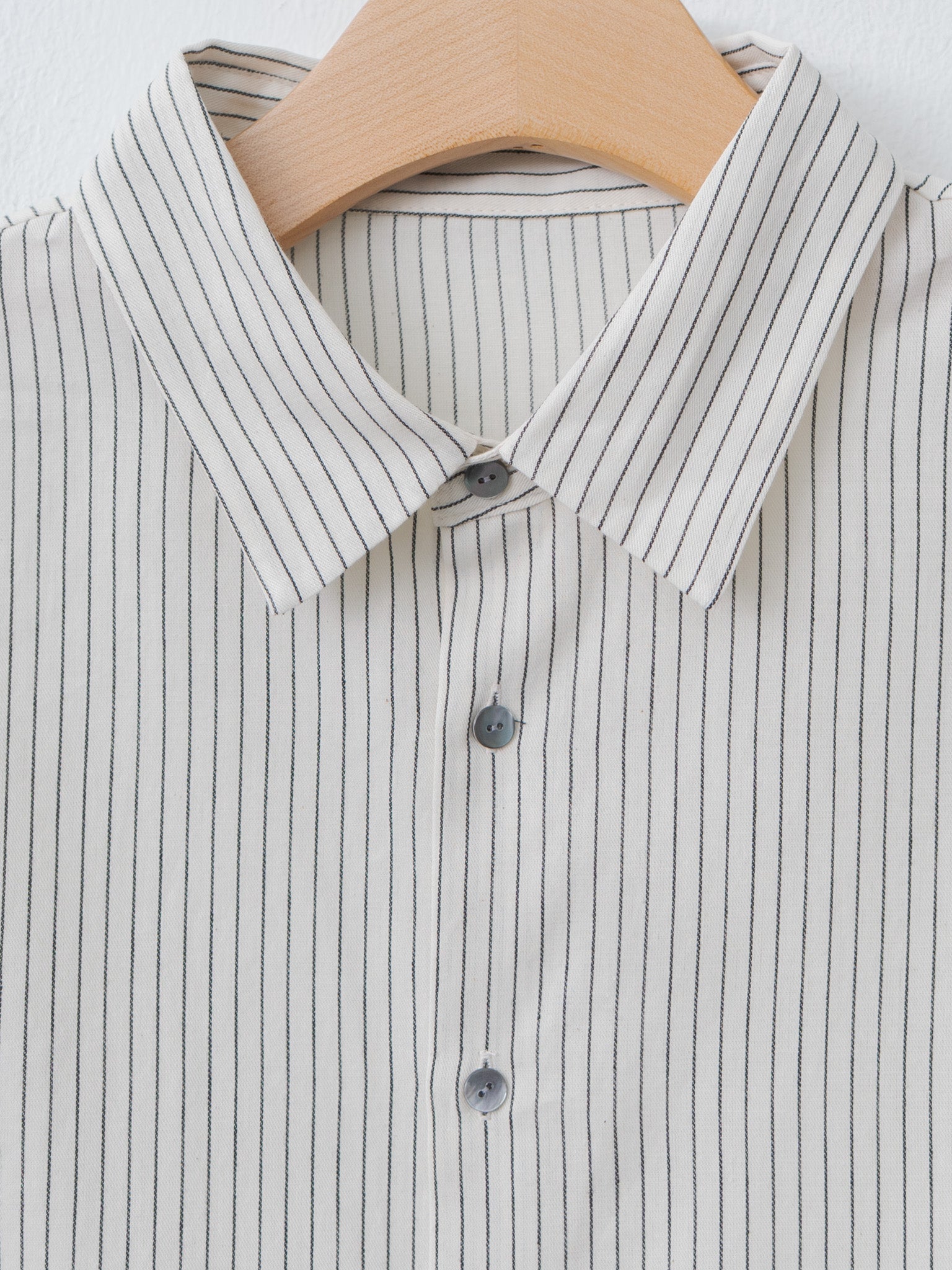 Namu Shop - Veritecoeur Wide Shirt - White x Black Stripe