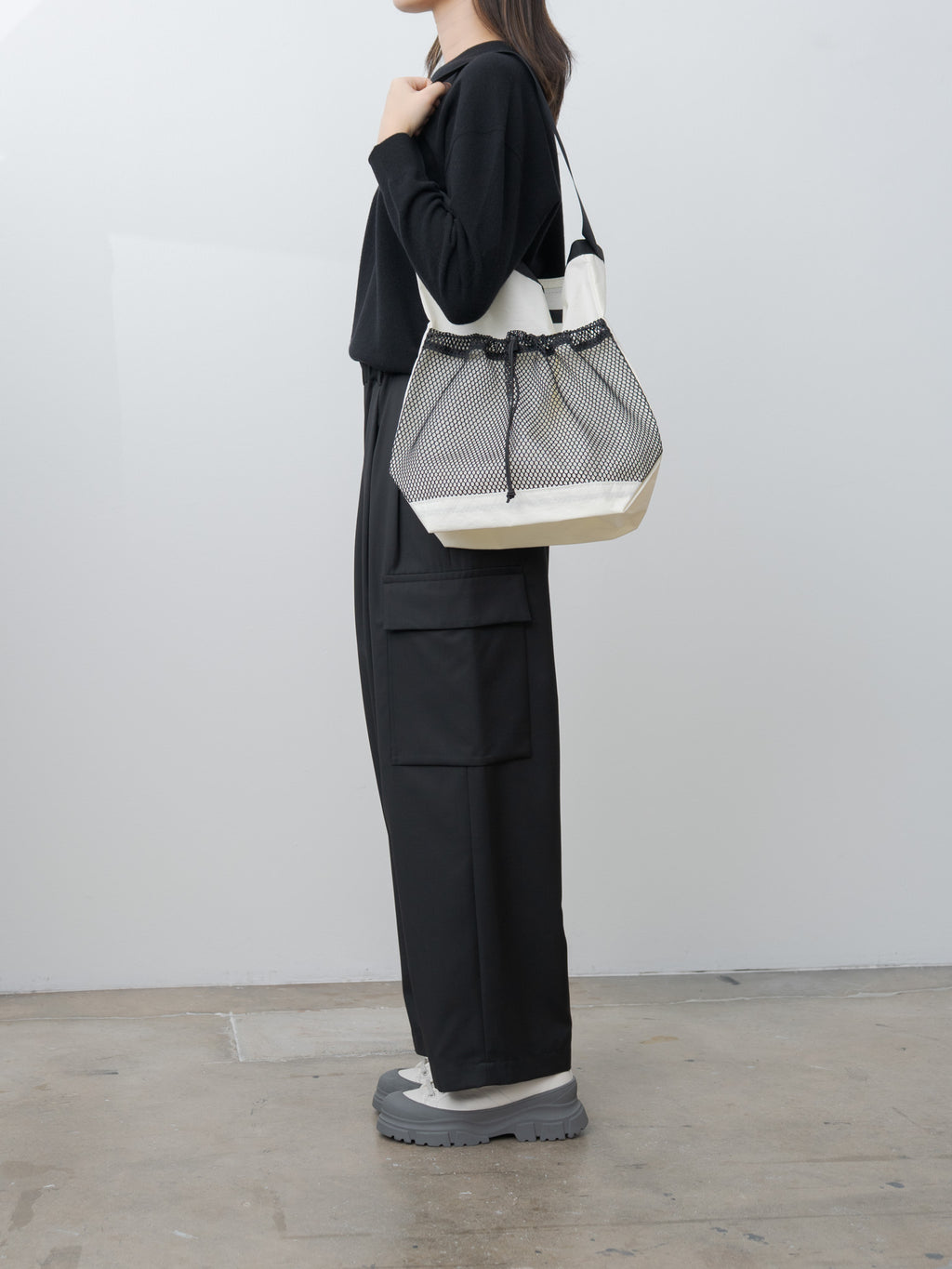 Namu Shop - Tembea Roll Top Tote - White/Black