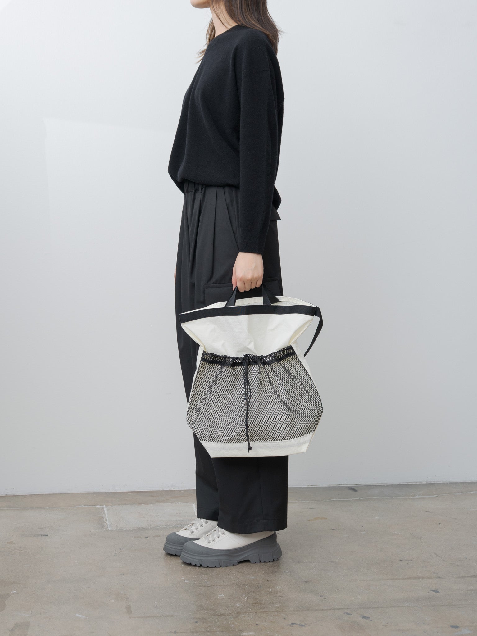 Namu Shop - Tembea Roll Top Tote - White/Black